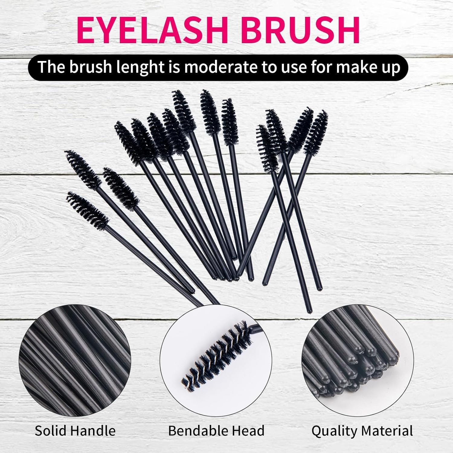 200Pcs Eyelash Brushes Wands, Disposable Spoolies Mascara Brush,Eye Lash Wands Applicator, Eyebrow Brush Castor, Spoolie Extension Mascara-Black image number 2
