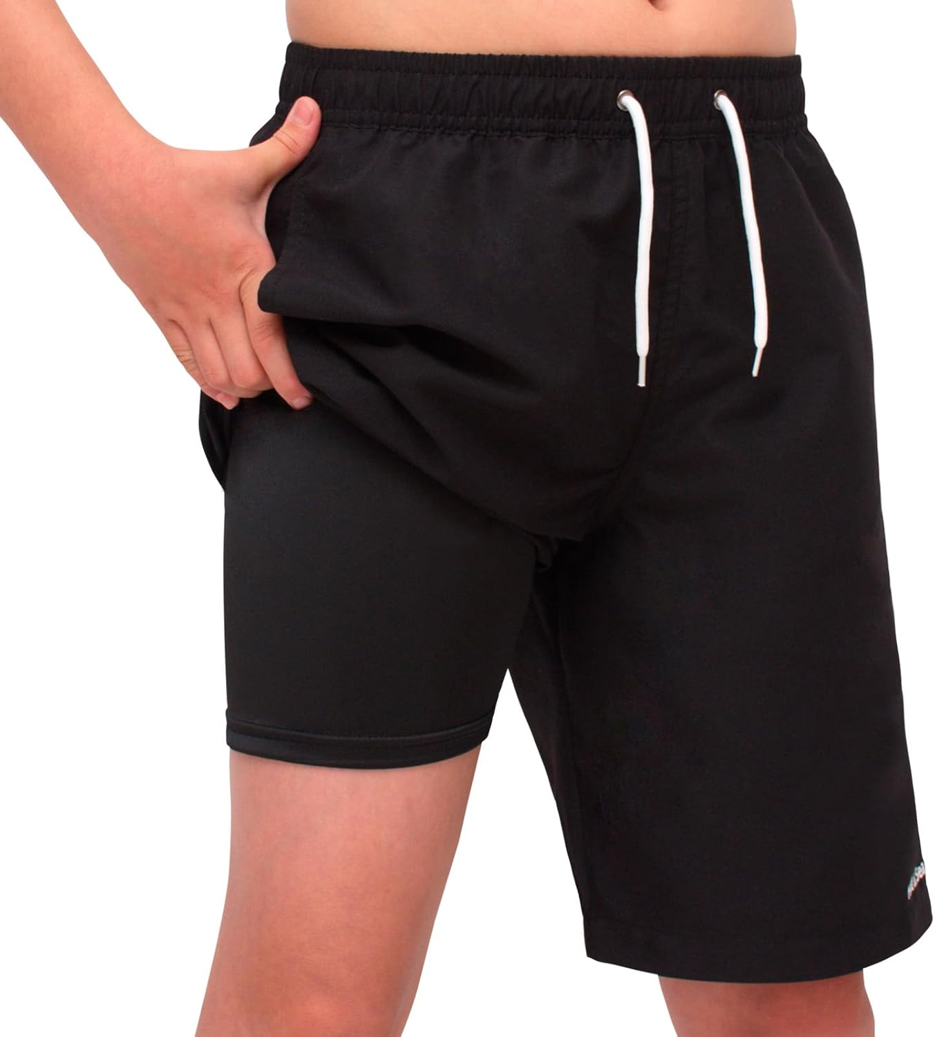 Hill & Sea Boys Swim Trunks 2 in 1 Bathing Suits for Kids Quick Dry Board Shorts Swimming Swimwear with Compression Liner Adjustable Drawstring