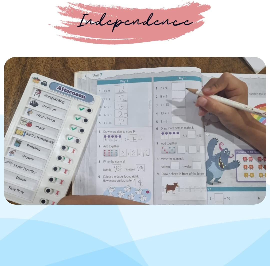 LIV&LOVE Routine Chore Chart for Kids, Children, Toddlers, ADHD, Elderly. Organise Family To-Do List, Montessori Independent Helper, Visual Charts (3 Pack White) image number 2