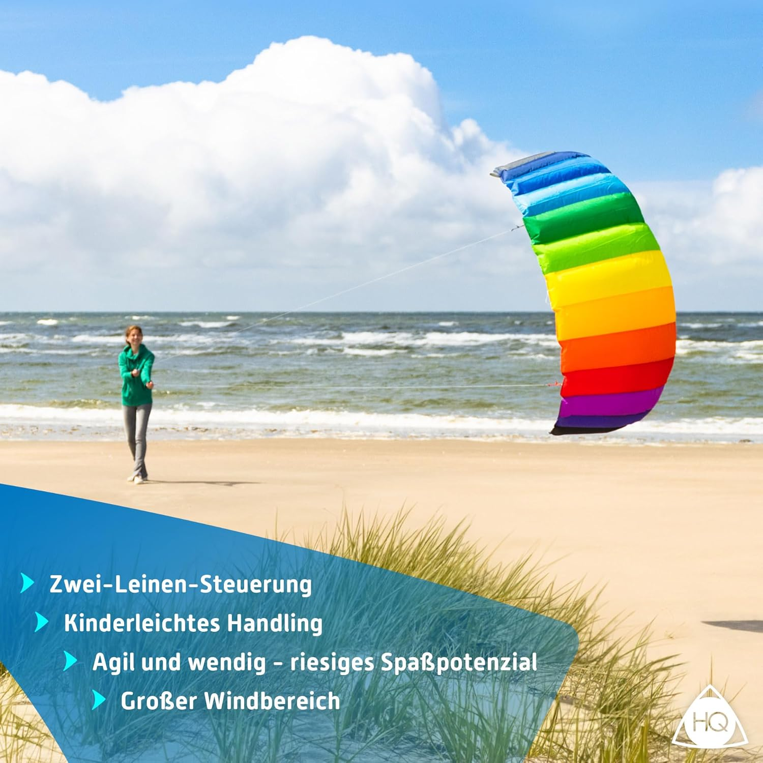 HQ Kites Symphony Beach III 1.3 Stunt Kite 51 Inch Dual - Line Sport Kite, Color: Rainbow - Active Outdoor Fun for Ages 8 and Up image number 1