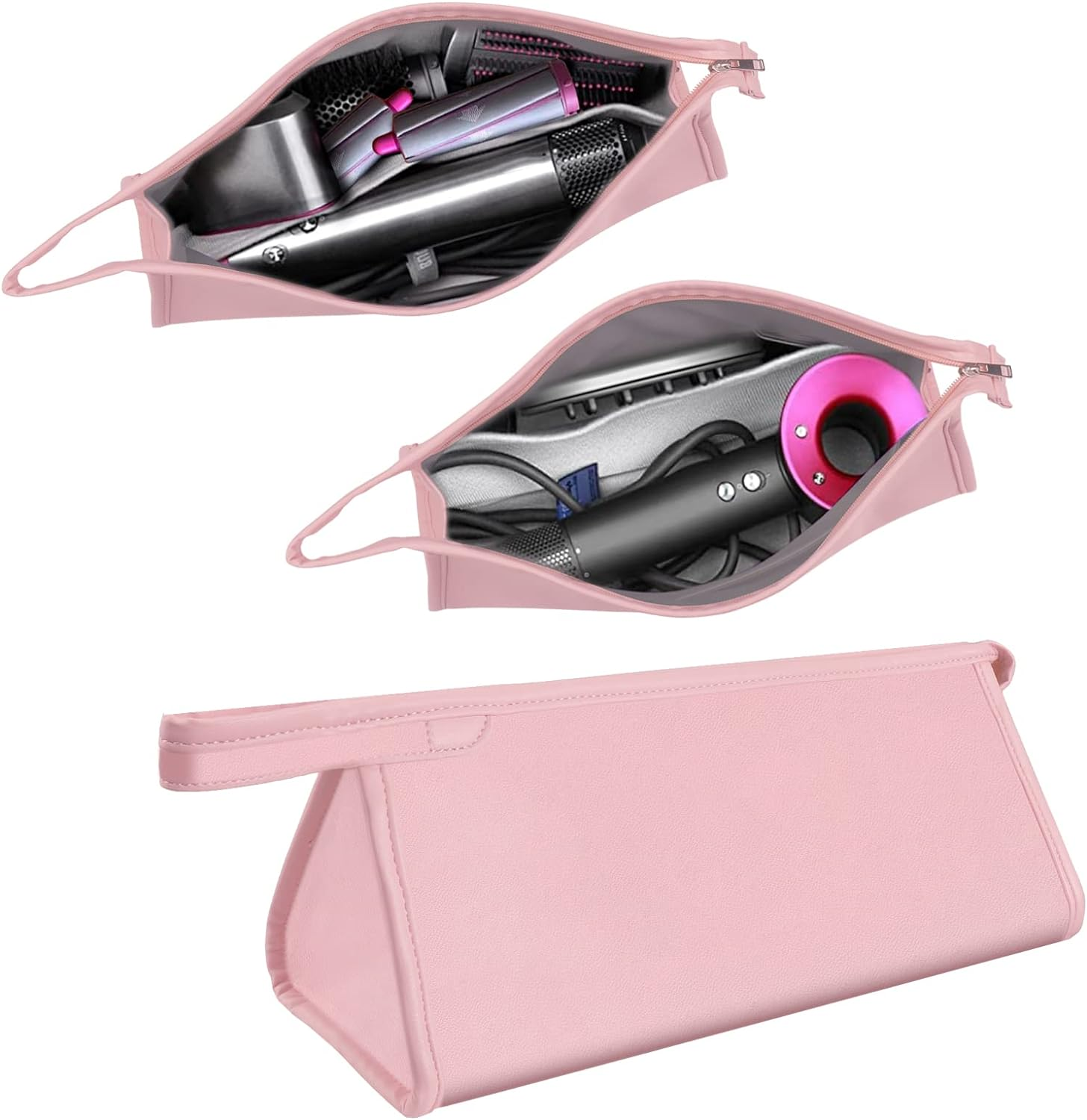 Travel Case for Dyson Airwrap Styler/Shark Flexstyle, Portable Carrying Case for Dyson Supersonic Hair Dryer, Waterproof Anti-Scratch Dustproof Shockproof Protection Organizer Travel Storage Bag(Pink)