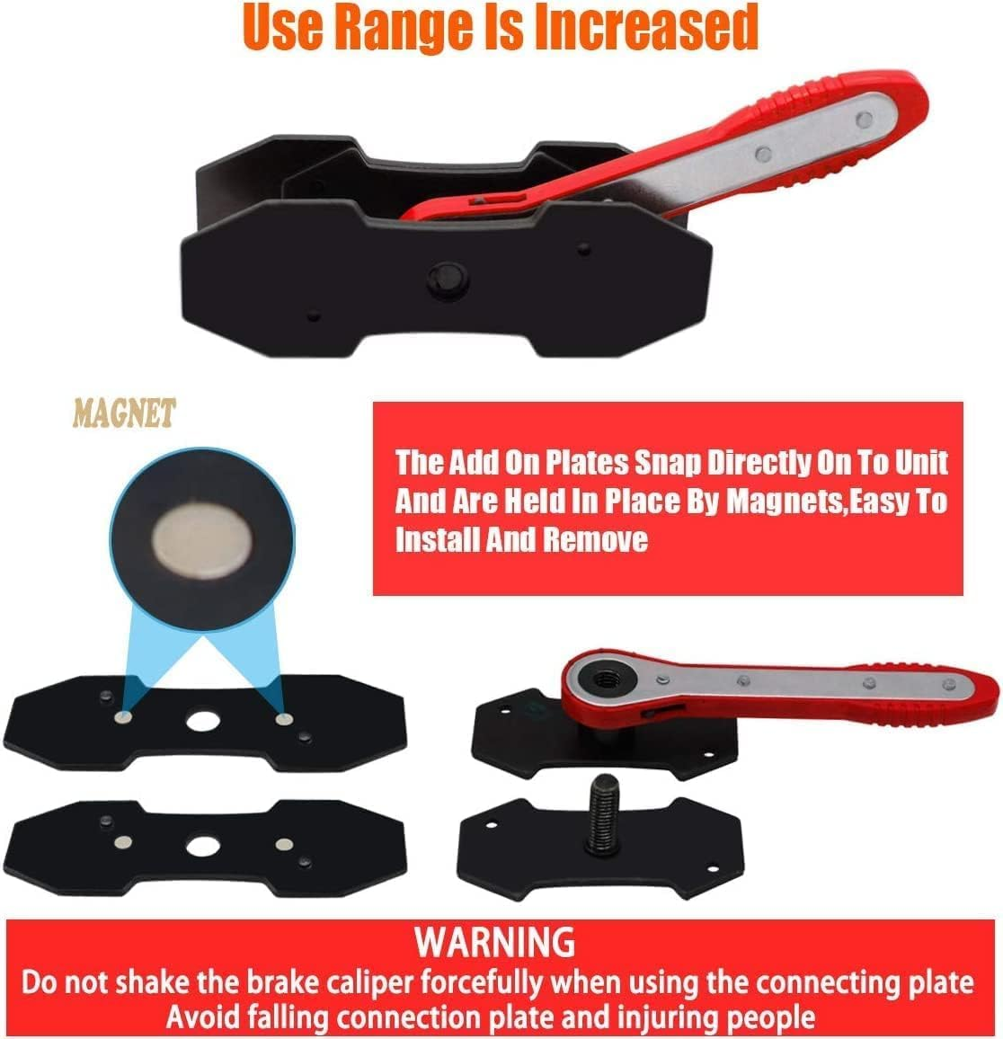 Brake Tools, Brake Caliper Tool, 360&deg; Adjustable Car Ratcheting Brake Caliper Compression Tool, Caliper Piston Compressor Tool, Brake Piston Compression Tool, Red image number 5