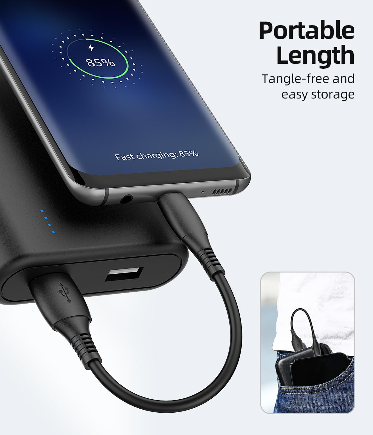 HOTNOW Micro USB Cable 30CM, [3 Pieces] Short USB a to Micro USB Cable 0.3M High-Speed Android Cord for Galaxy S6 S7 Edge,For Kindle Note,Sony Xperia Z3 Z5,Power Bank and Android Phone image number 1