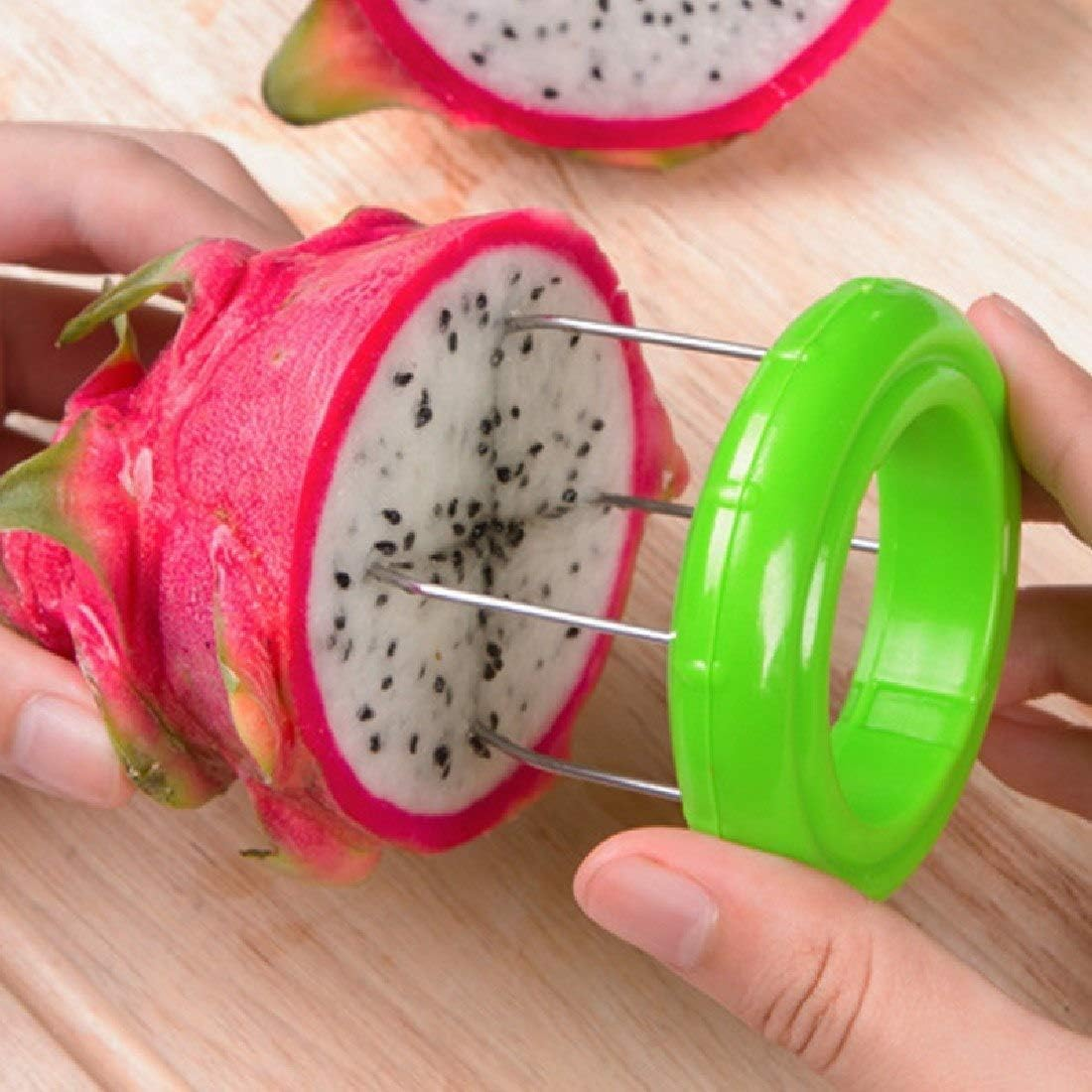 Fruit Kiwi Cutter Peeler Slicer Kitchen Gadgets Tools for Pitaya Green Portable and Useful Green image number 1