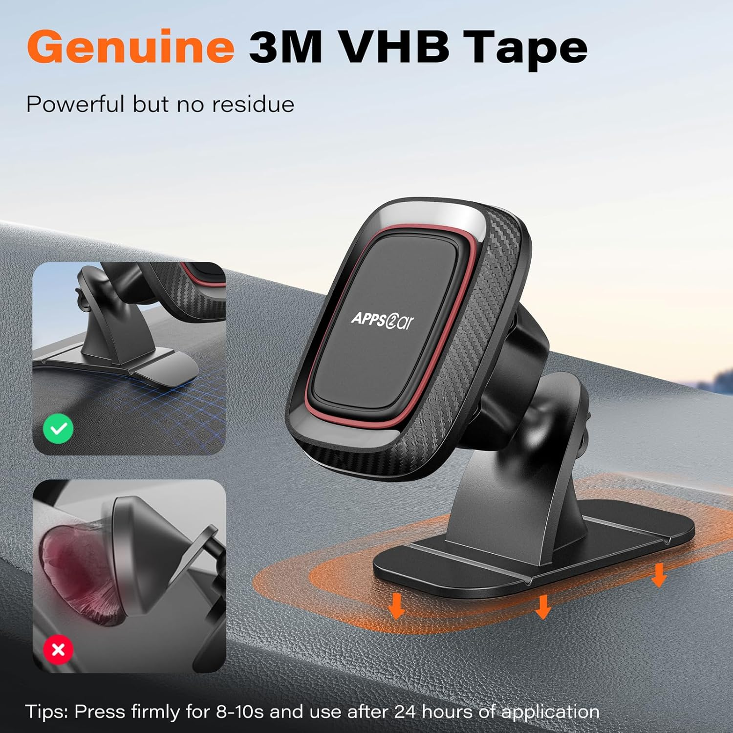 Apps2Car [2 Pack] Magnetic Phone Car Mount, Magnet Phone Holder for Car Built-In Strong Magnets (Black-Double)