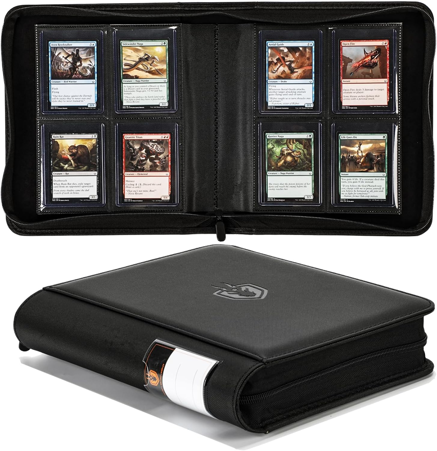 Toploads Binder, Holds 128 Toploads - 4-Pocket Top Load Binder for 3" X 4" Rigid Card Holders for Trading Cards TCG MTG or Sports Cards-Lb-Black image number 2