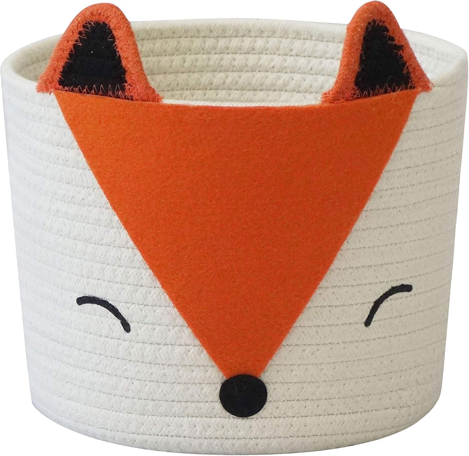 Orange Fox Storage Basket - Small, Multipurpose for Baby Diapers, Laundry, Kids Room, Dog/Cat Toys - Ideal for Woodland Nursery Decor & Organizing (Orange, Samll) image number 1