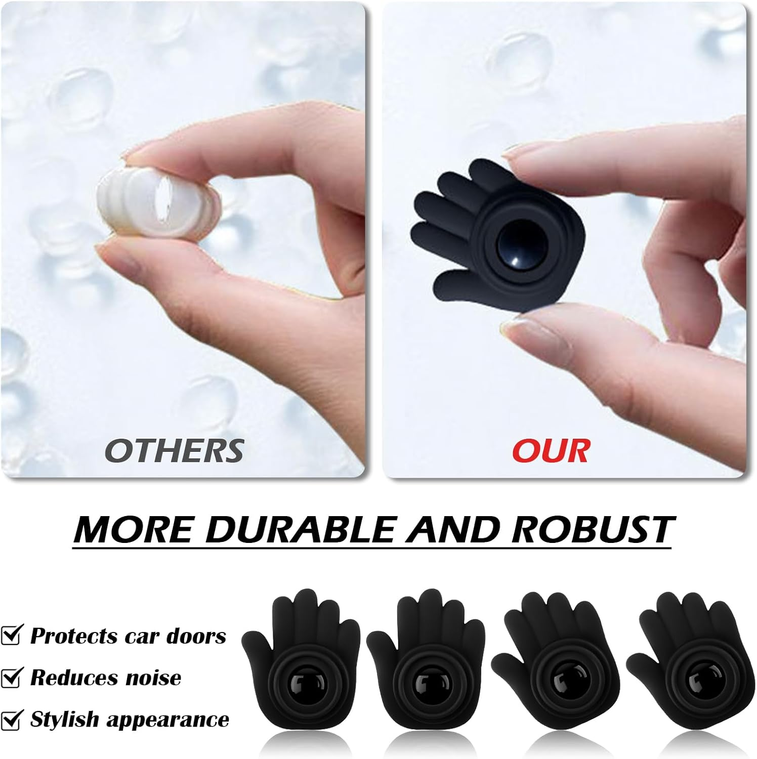 10PCS Car Door Shock Absorber Thickened,Self-Adhesive Door Cushion Shock Absorbers with Soundproof Distinctive Palm Design,Anti-Collision Car Doors Slam Stopper Cars Accessories