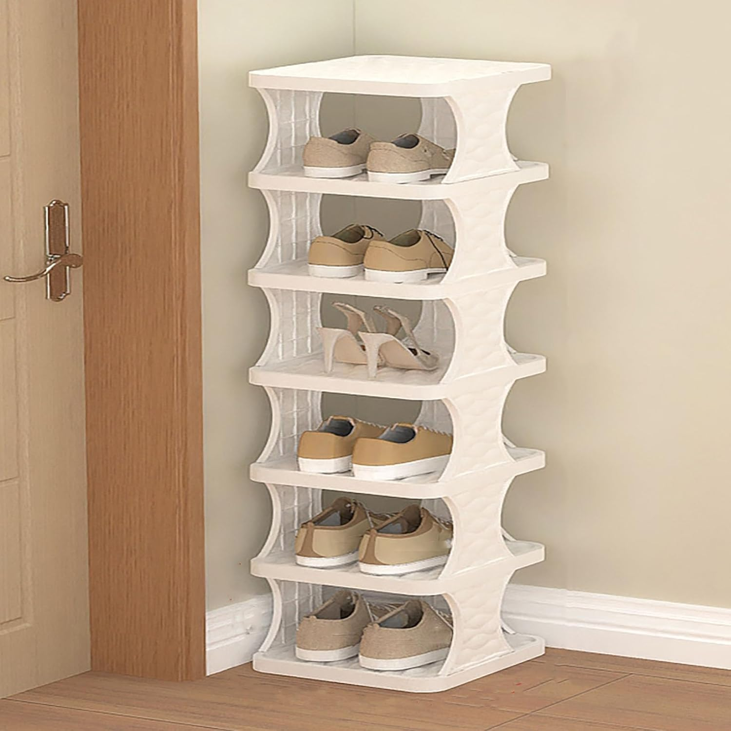 Shoe Rack, 6 Tier Shoe Shelf without Assembly, Narrow Small Shoe Storage Space Saving, Shoe Organizer for Closet, Front Door Entrance, Entryway, Bedroom, image number 1