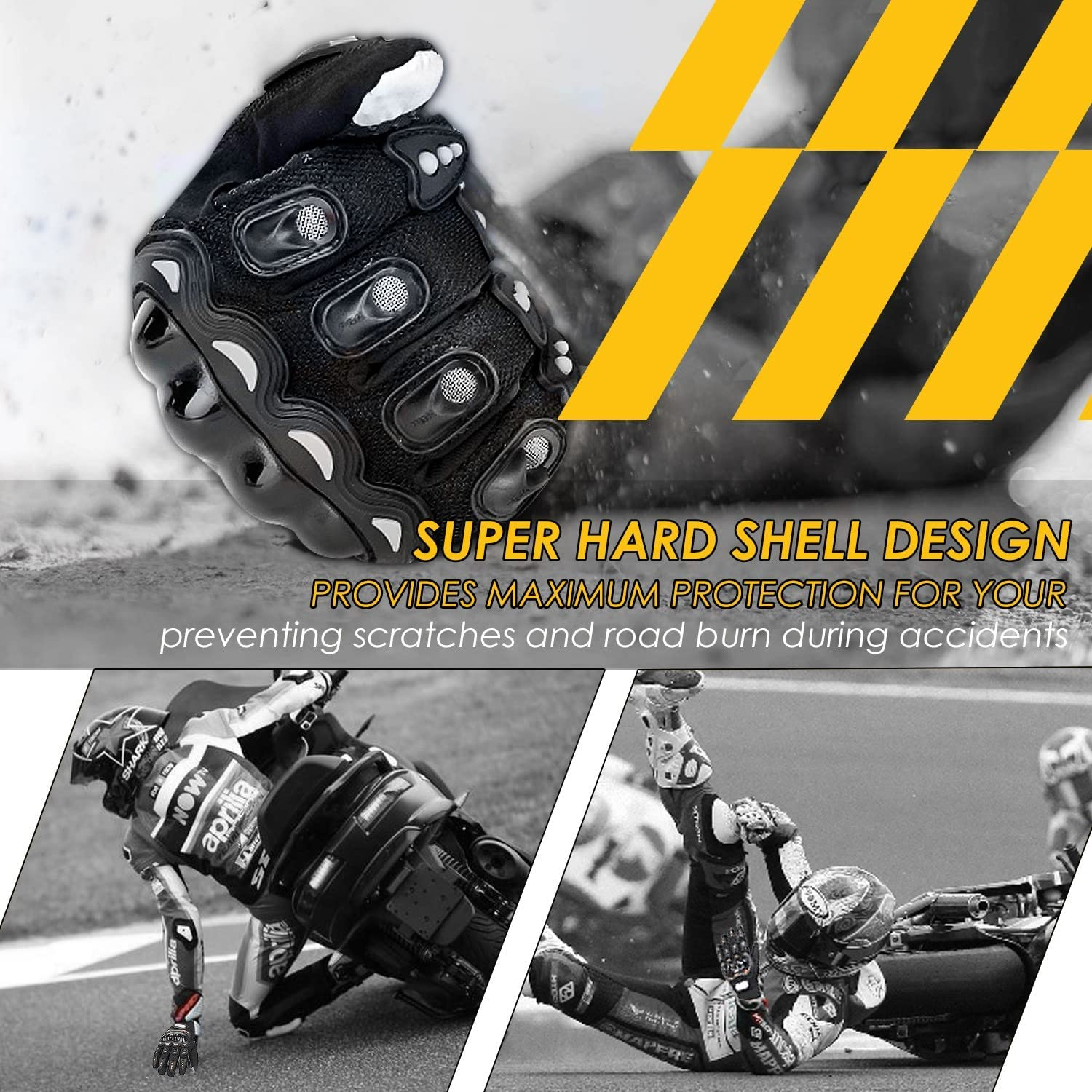 WOTOW Motorcycle Gloves for Men Women, Touchscreen Summer Mountain Dirt Bike Gloves Breathable Powersports Racing Gloves for Cycling Motorbike ATV MTB BMX Riding Camping Climbing Hiking Work Outdoor image number 3