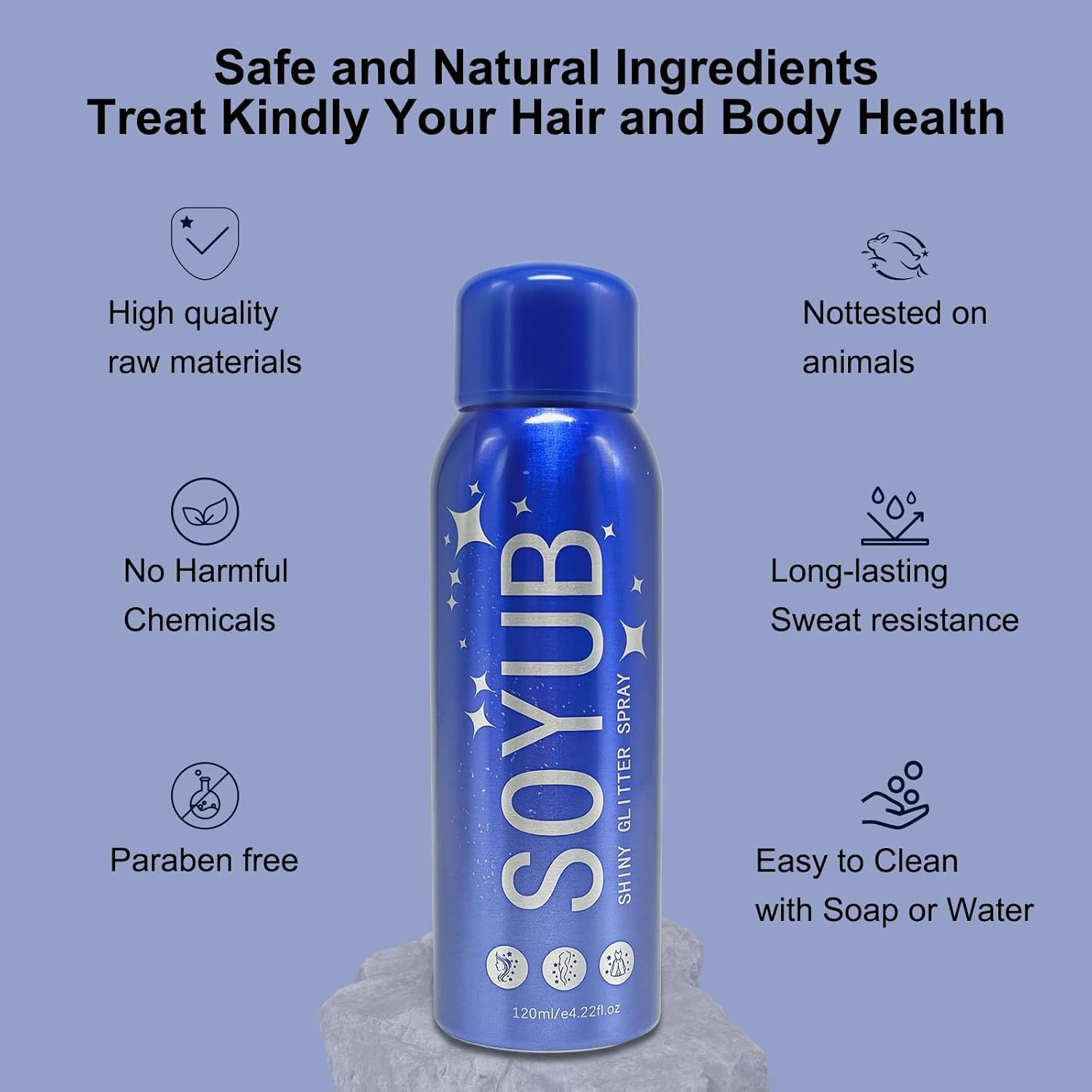 Body Glitter Spray, Waterproof Sparkling Spray for Hair, Face, Skin, Clothing, Sparkle Hairspray Long-Lasting Shinny Powder, Shimmer for Stage Makeup, Festival, Party for Women Girls image number 6