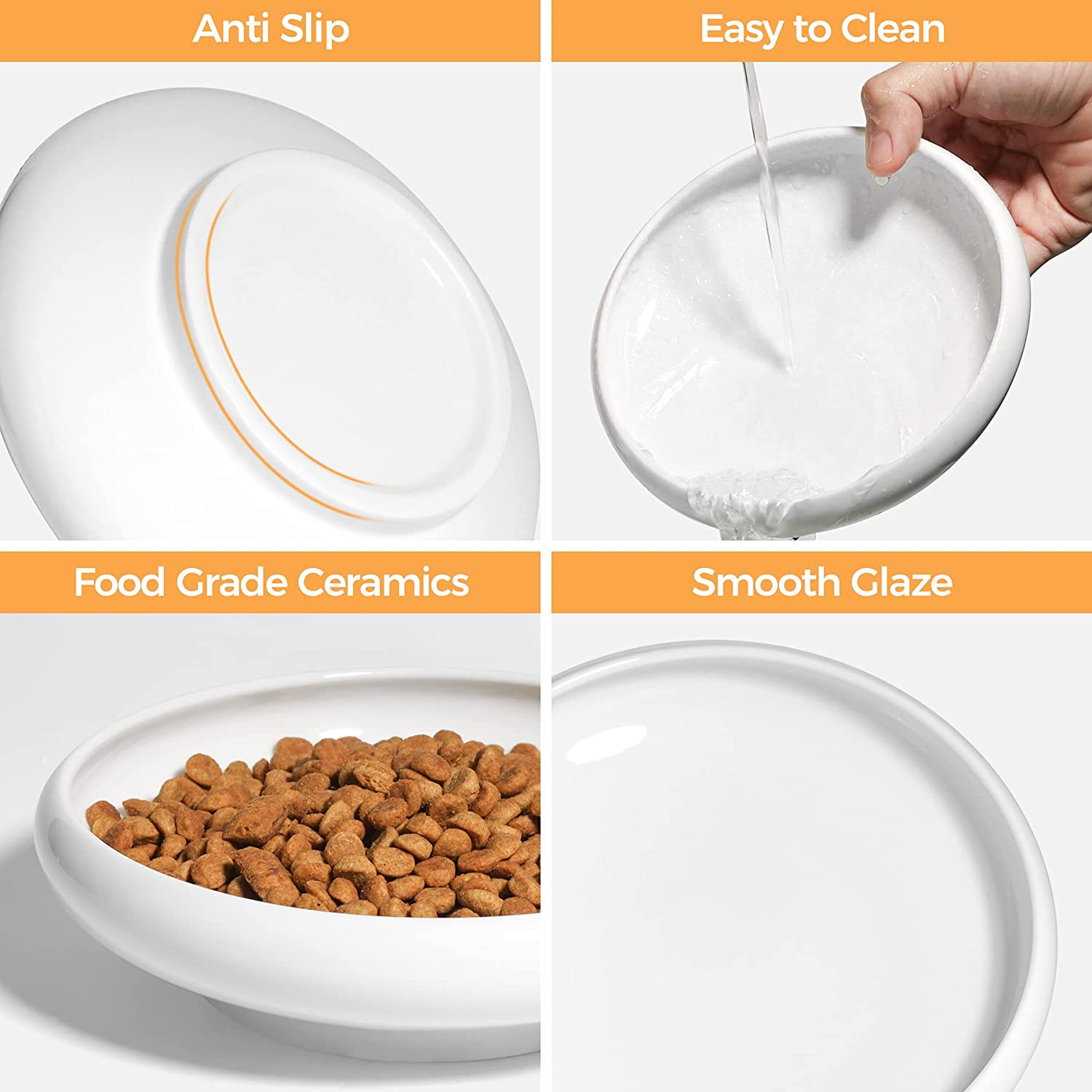 Comsaf Cat Food Water Bowl, Wide Shallow Ceramic Cat Dish, Non Spill Pet Bowl,10Oz, Pack of 2 image number 5