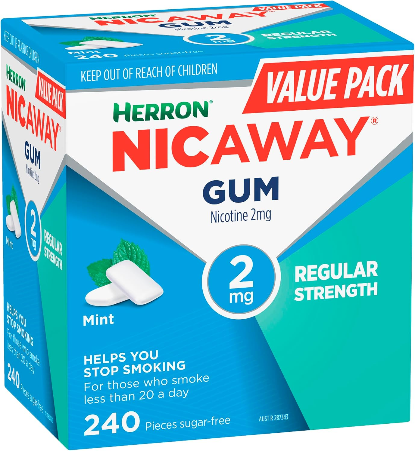 Nicaway 2Mg Stop Smoking Mint Gum (Pack of 240) image number 3