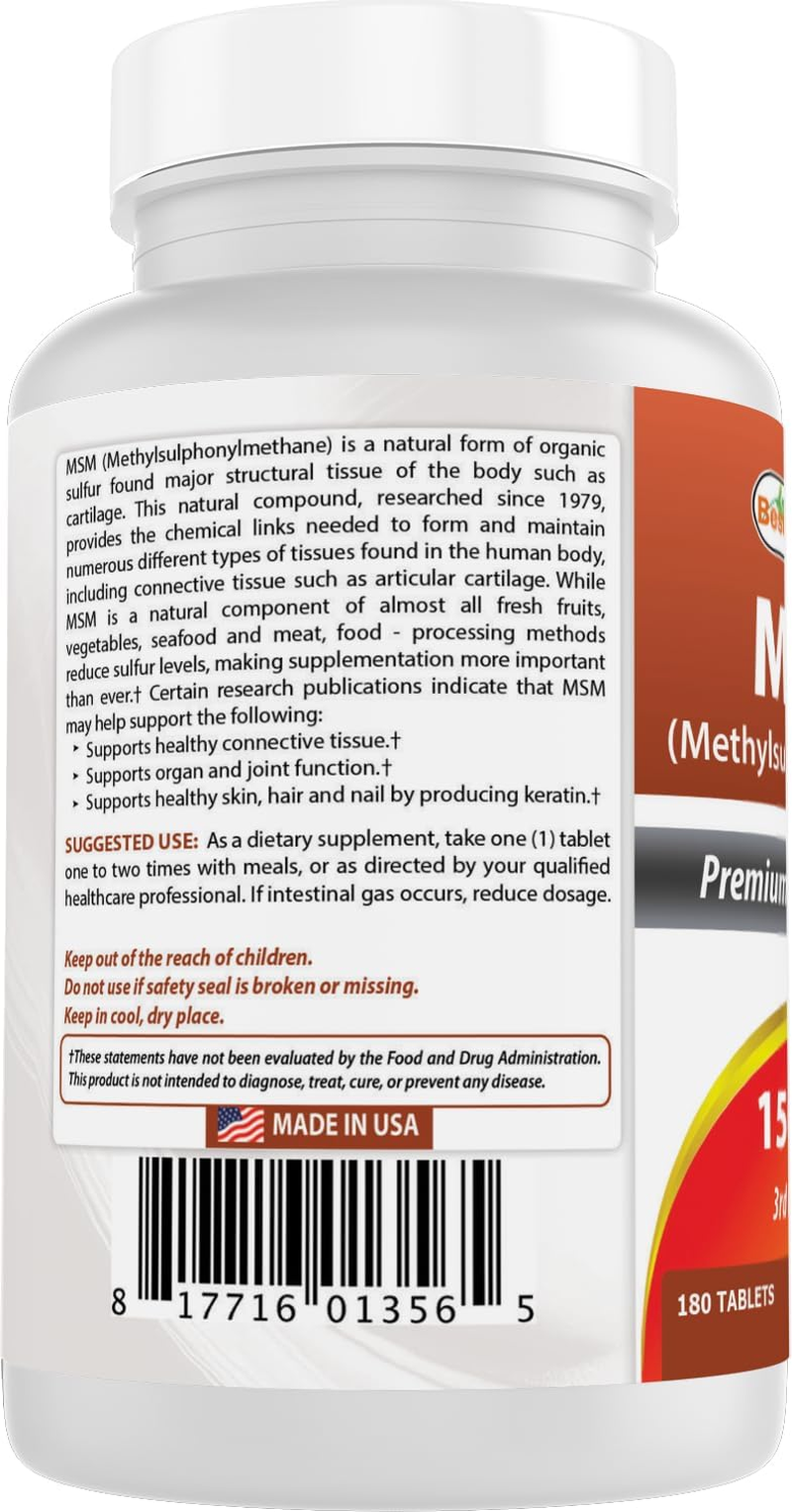 Best Naturals Msm 1500 Mg 180 Tablets image number 5