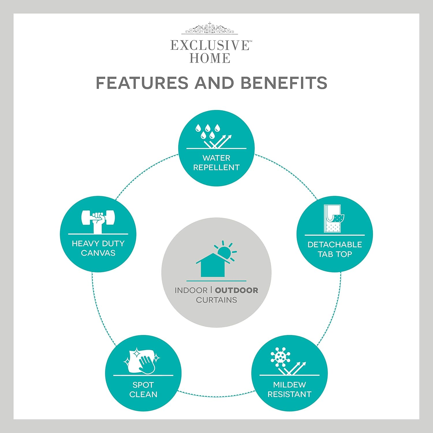 Exclusive Home Curtains In-Out Solid VT Cabana Tab Top Curtain Panel Pair, 54X108, Taupe, 2 Set