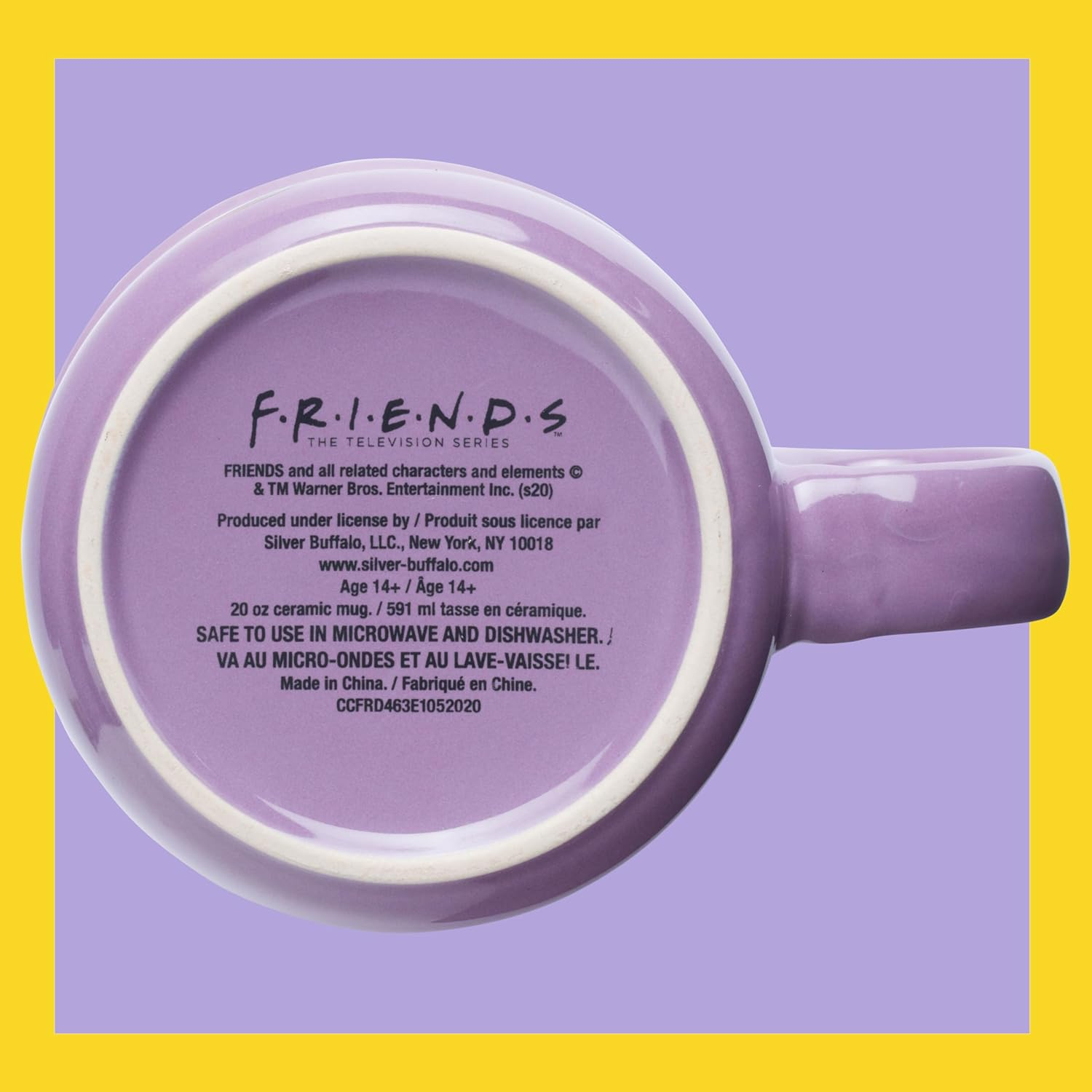 Silver Buffalo FRD463E1 Friends Smelly Cat Central Perk Camper Ceramic Mug, 20-Ounce, Purple image number 3