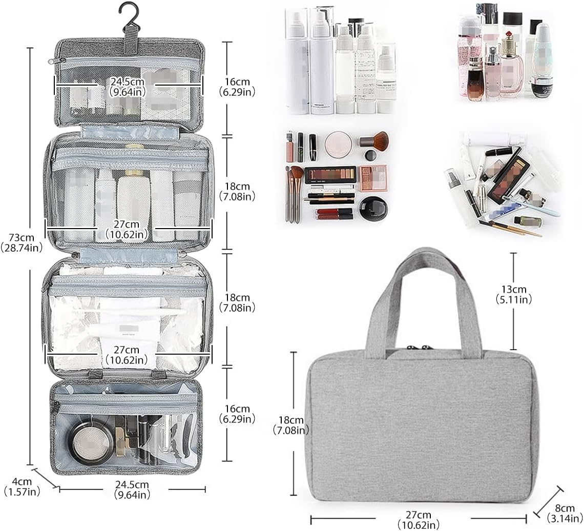 Wabmipe Hanging Makeup Bag, Waterproof Travel Toiletry Bag, Large Capacity, Multi-Function image number 6
