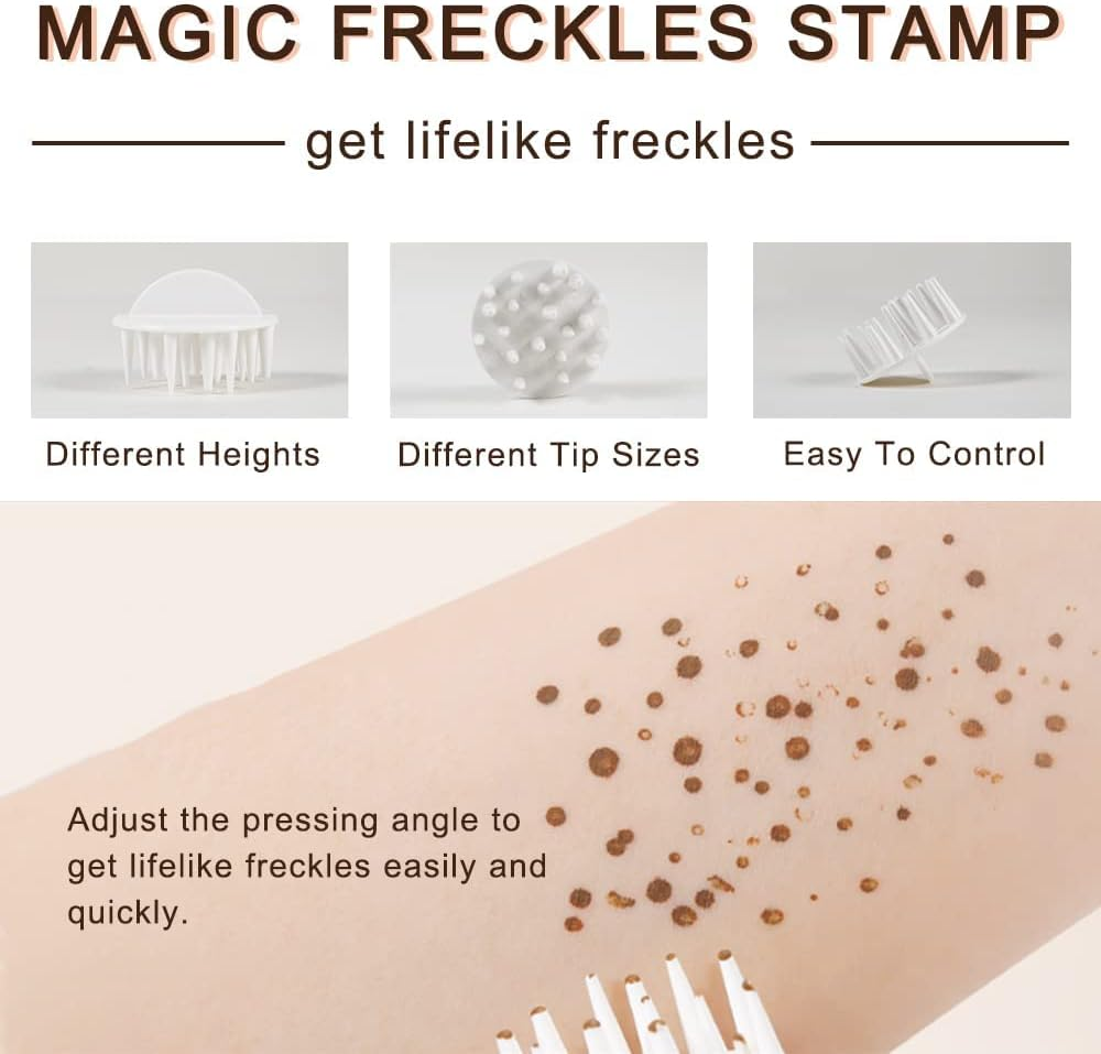 Upgrade Liquid Freckle Pen, Liquid Fake Freckles Stamp Air Cushion, Waterproof Long Lasting Freckles Marker for Cheek, Magic Freckle Stamp for Natural Sunkissed Makeup (Gold, General) - Gold image number 2