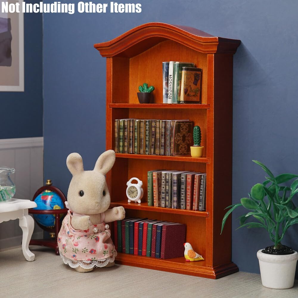 Odoria 1/12 Scale Miniature Shelf Mini Bookshelf Bookcase Miniatures Dollhouse Furniture Accessories Dolls House Accessory, Brown image number 6