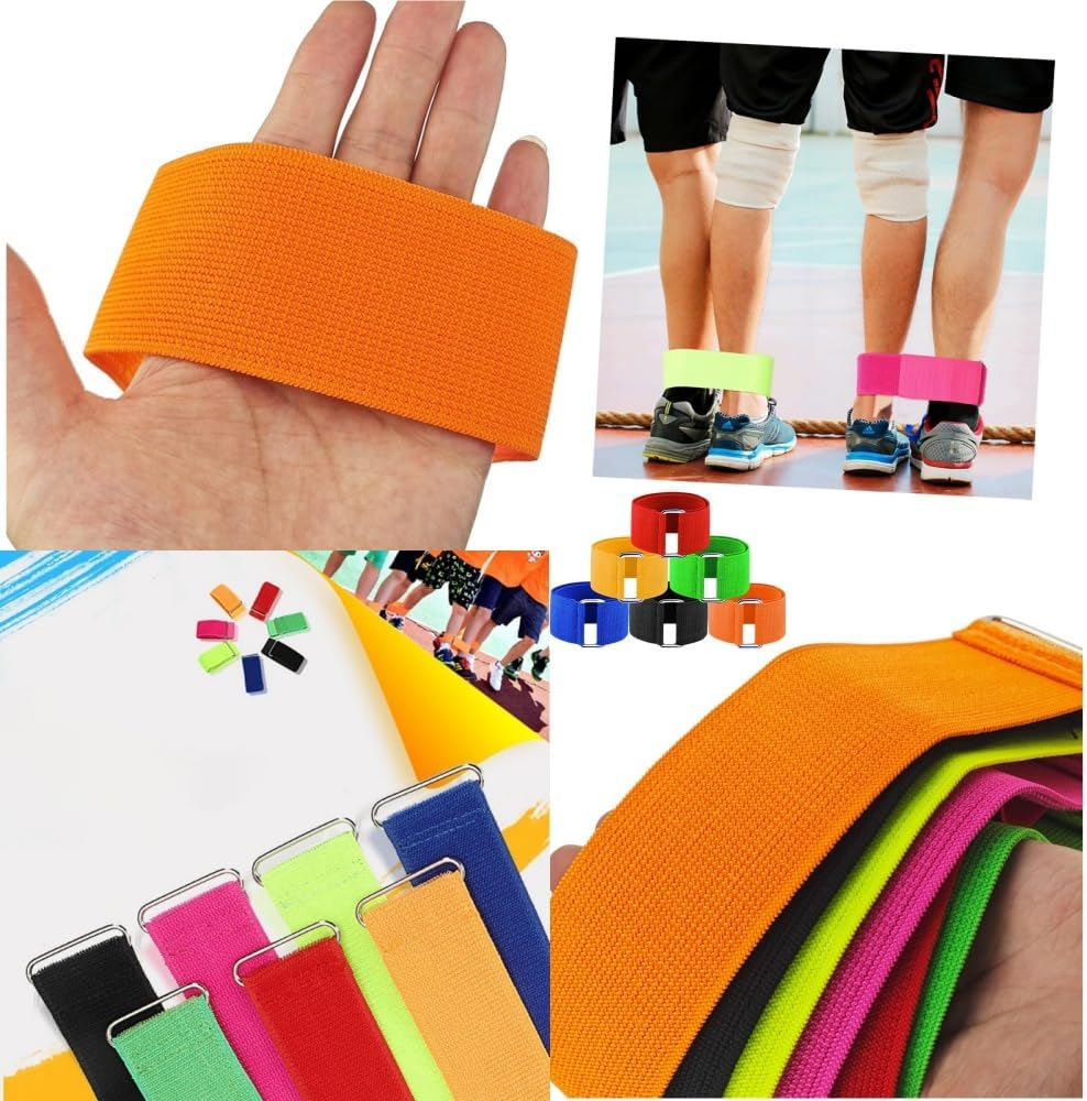 3 Legged Race Bands, 8 PCS Three Legged Race Durable Firm Elastic Tie Rope Colorful 3 Leg Race Band for Kids Adult Outdoor Fun（8 Colors） image number 4