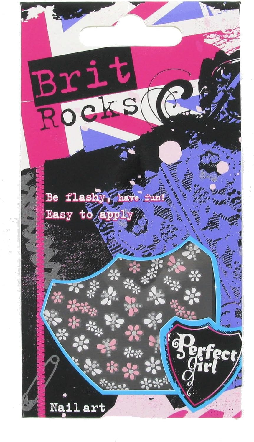 Perfect Girl Brit Rocks Pink & White Flower Nail Art (Pack of 2)