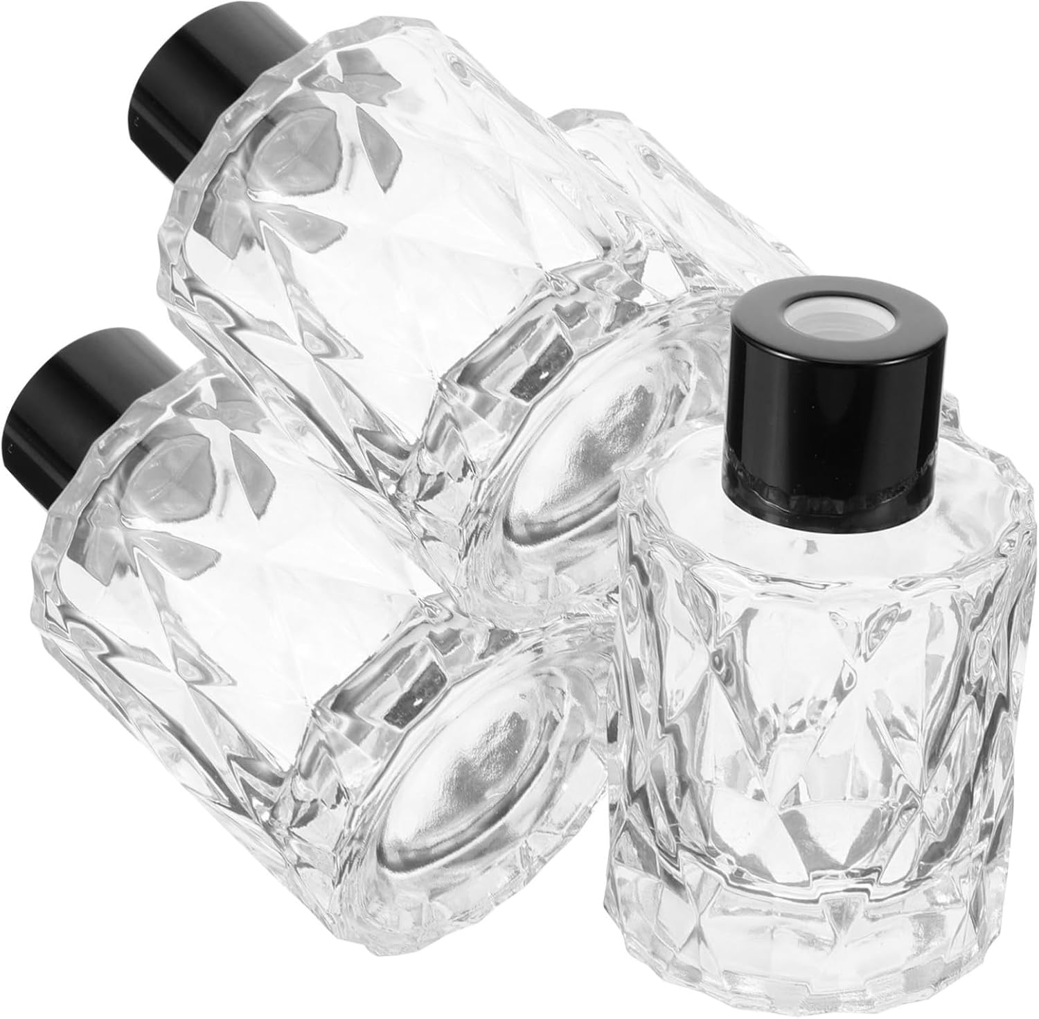 Ciieeo 4 Pcs Refillable Glass Fragrance Diffuser Bottles 50Ml Diamond Shape Desktop Perfume Containers for Home Office Aromatherapy Decor image number 2