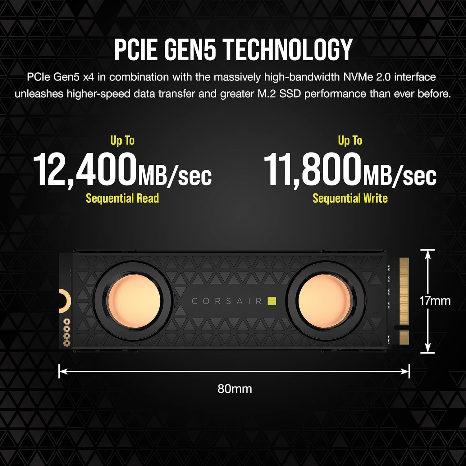 CORSAIR MP700 PRO Hydro X Series 2TB M.2 Pcie Gen5 X4 Nvme 2.0 SSD &ndash; M.2 2280 &ndash; up to 12,400Mb/Sec Sequential Read &ndash; High-Density TLC NAND &ndash; Pre-Installed Water Block &ndash; Black image number 1