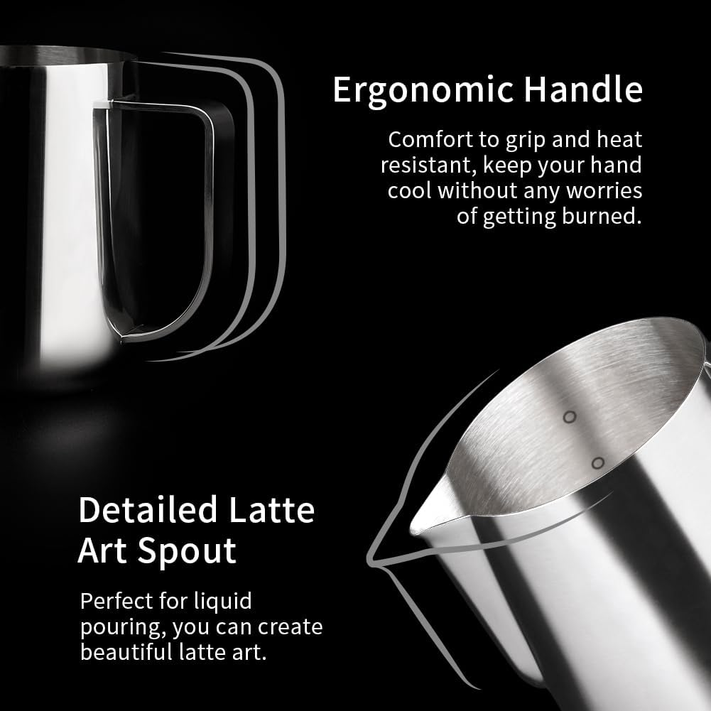 Watchget Milk Frothing Pitcher 500Ml/17Oz Stainless Steel Espresso Steaming Pitcher Milk Coffee Cappuccino Latte Art Barista Steam Pitcher Milk Frothing Jug image number 4