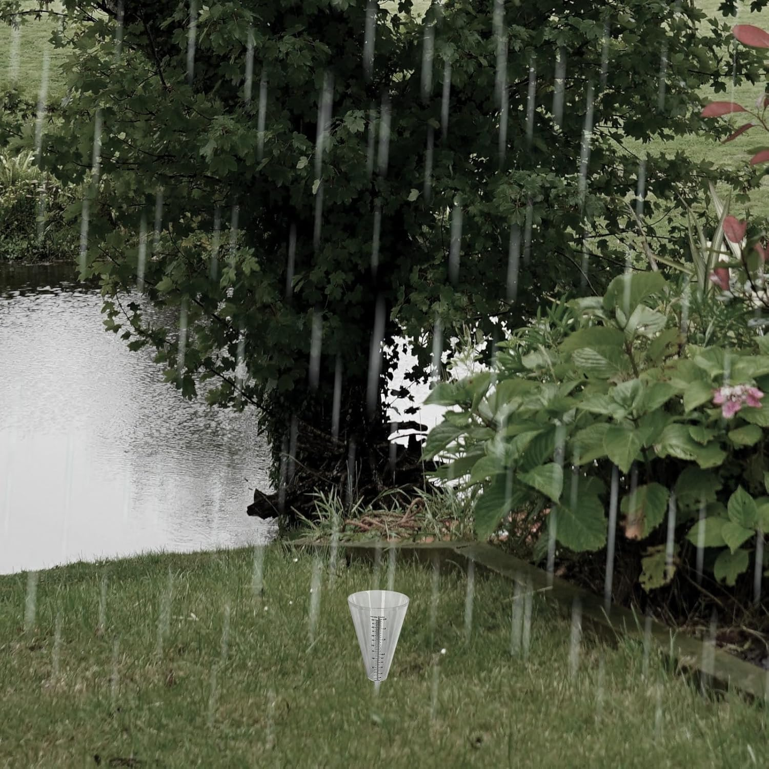 Outdoor Cone Shaped Rain Gauge with Double Scale Transparent Funnel for Accurate Rainfall Measurement Suitable for Agriculture Meteorological Use and Garden Monitoring image number 2