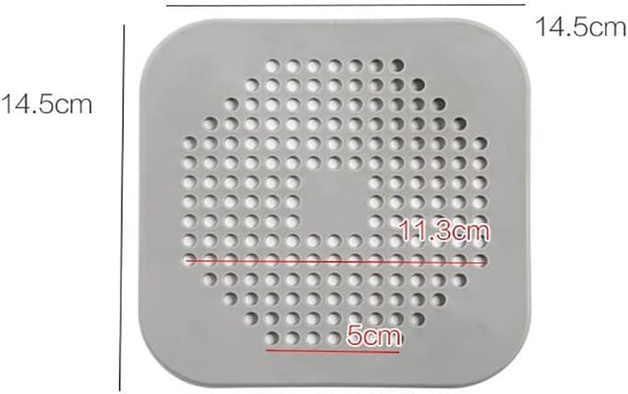 AIMALL 2PC Square Drain Cover for Shower and Kitchen, Silicone Hair Catcher with Suction Cups, Flat Drain Protector, 5.7 X 5.7 Inches, Easy to Install for Bathroom, Bathtub, Sink
