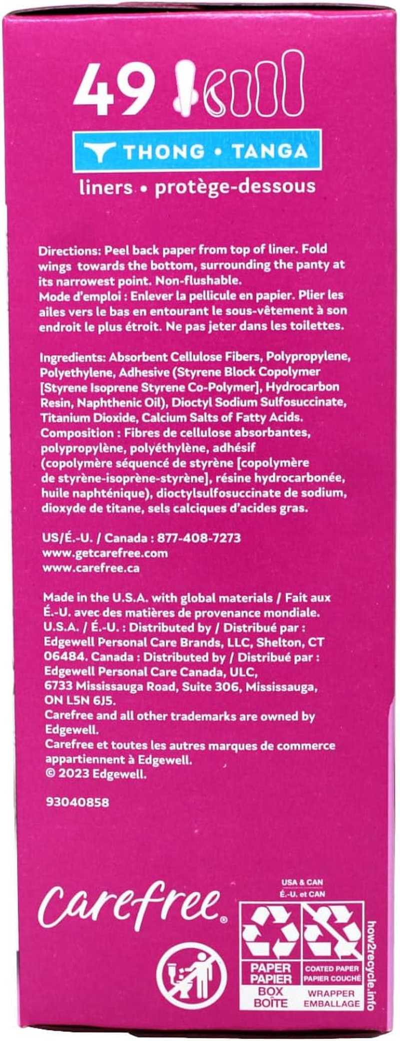 Carefree Thong Pantiliners, Regular Protection, Unscented, 196 Pantiliners (4 X 49 Count Boxes) image number 3