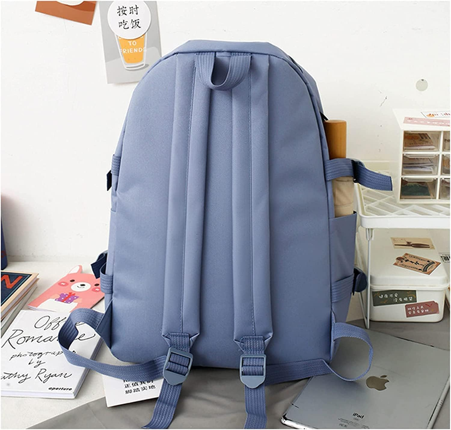 5Pcs School Bags Set Backpacks with Pendant Lunch Bag Pencil Case Handbag Coin Purse for Teen Girls School Backpack Blue image number 4