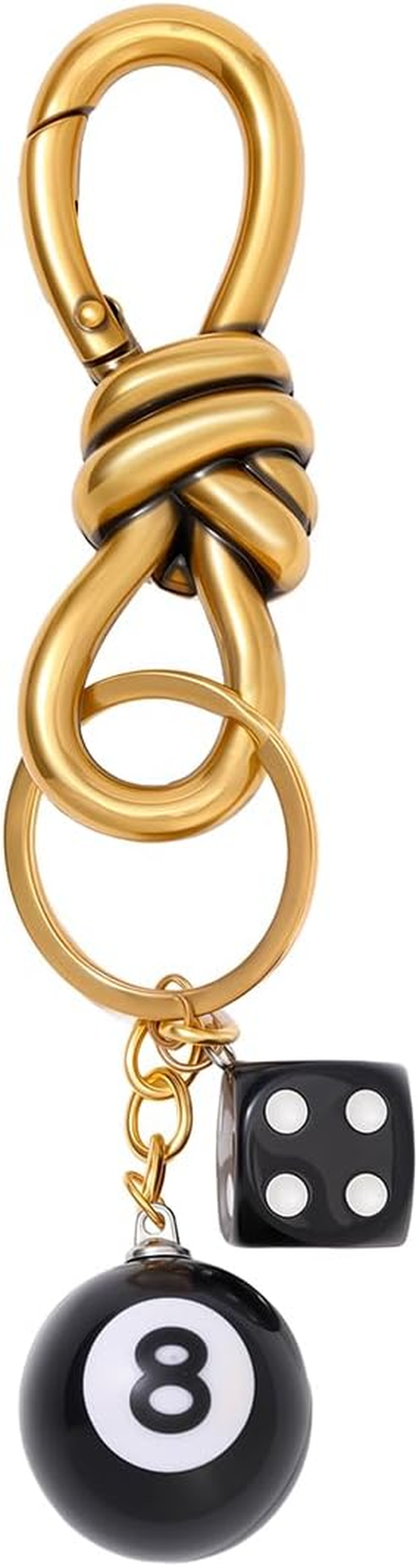 Dhdfisd Twist Knot Clasp Keychain 8 Ball Dice Keychain Bag Purse Handbag Charms Fashion Accessory Heavy Duty Snap Hook