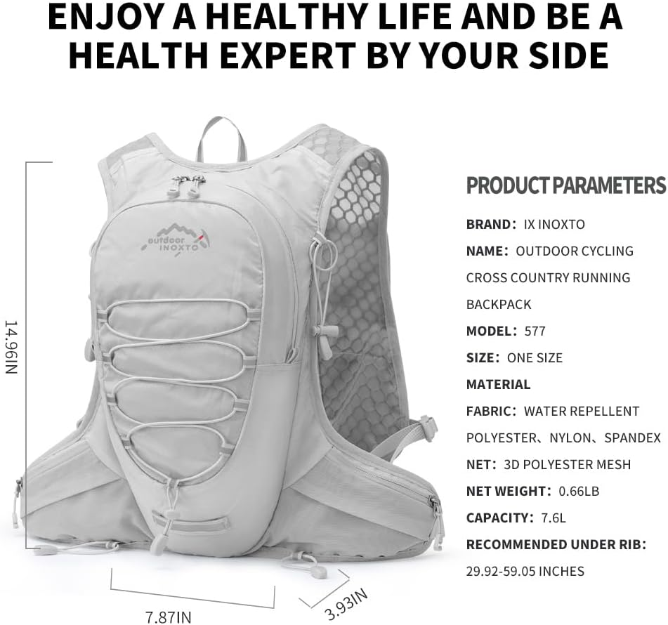 Running Hydration Vest for Men Women Water Backpack for Running 3L Running Hydration Pack for Trail Running Marathon Race Hiking image number 5