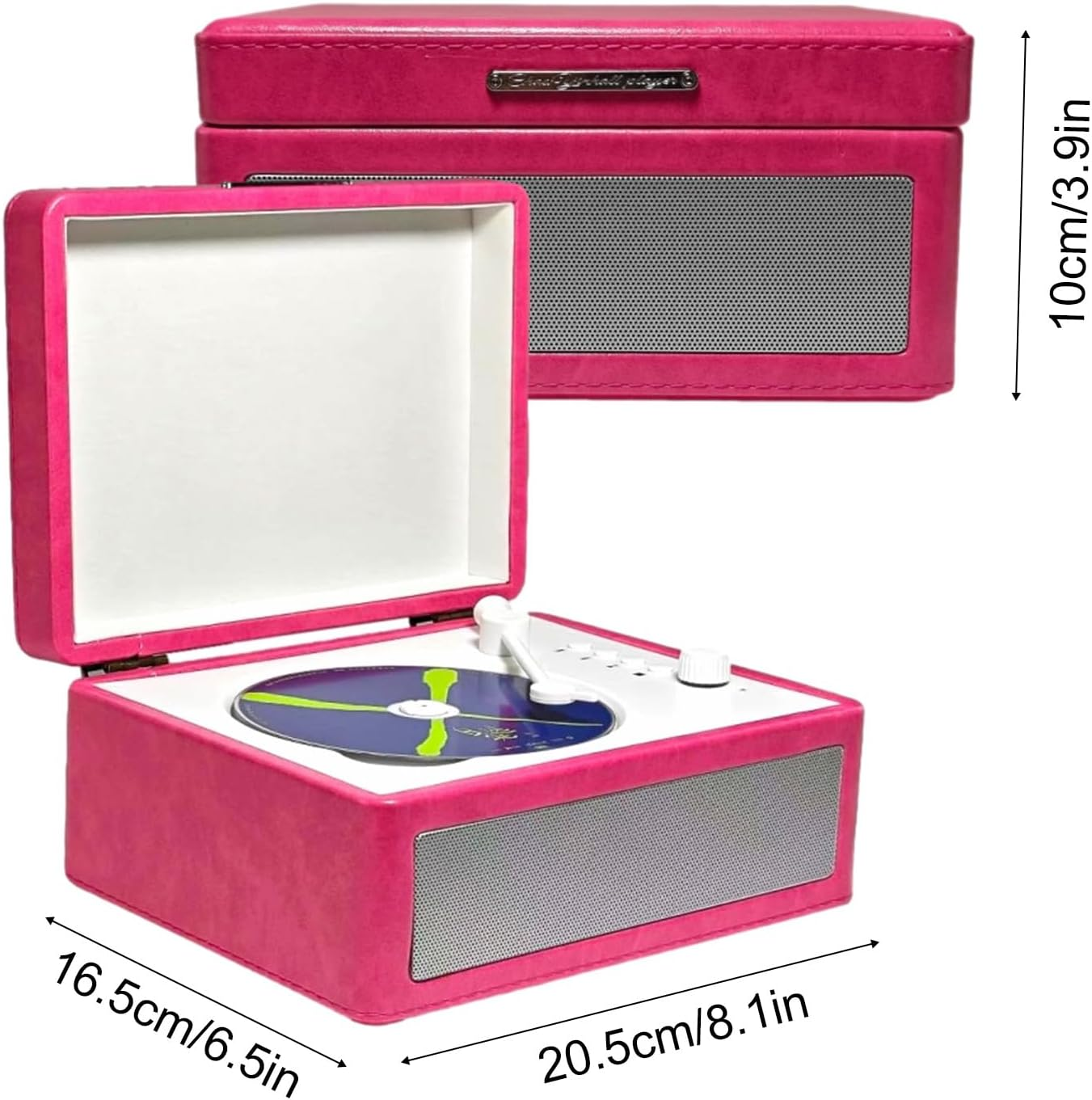 Portable Bluetooth Desktop CD Player 20.5 X 16.5 X 10Cm Hifi Sound Speakers for Use at Home, Car (Red Rose) image number 6