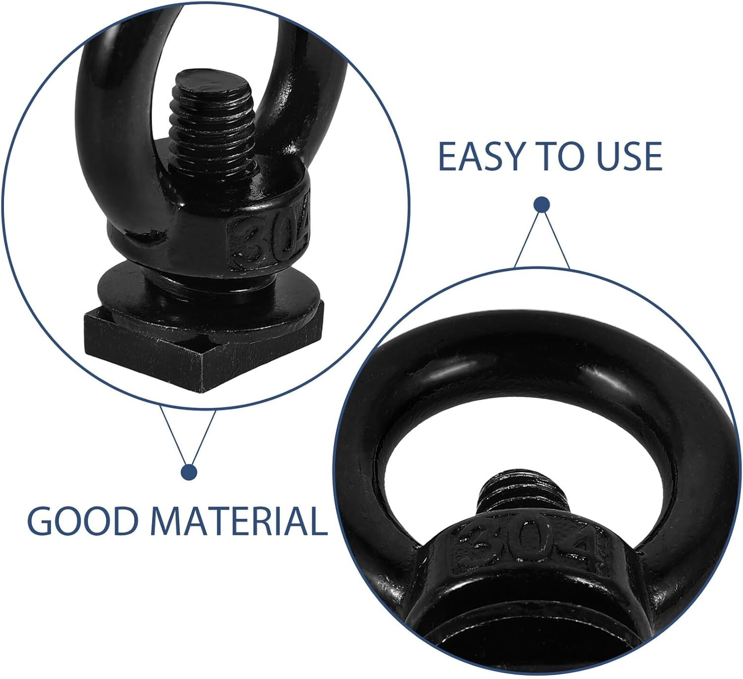 Heavy Duty M8 Black T Slot Roof Rack Bolt Eye Hook, Kayak Tie down Accessory for Truck and Car T Track Mount, Compatible Roof Rack Mount Kits and Kayak Rail Accessories image number 3