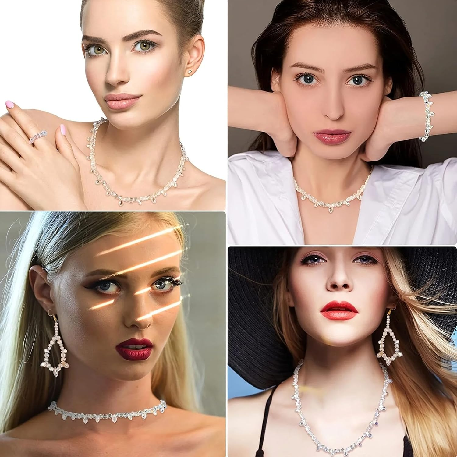 900Pcs Clear AB Glass Crystal Bulk, Faceted Rondelle for Jewelry Making, DIY Craft Bracelets, Necklaces, Earrings, Sparkling Suncatcher Beads &ndash; High Shine Craft Supplies image number 2