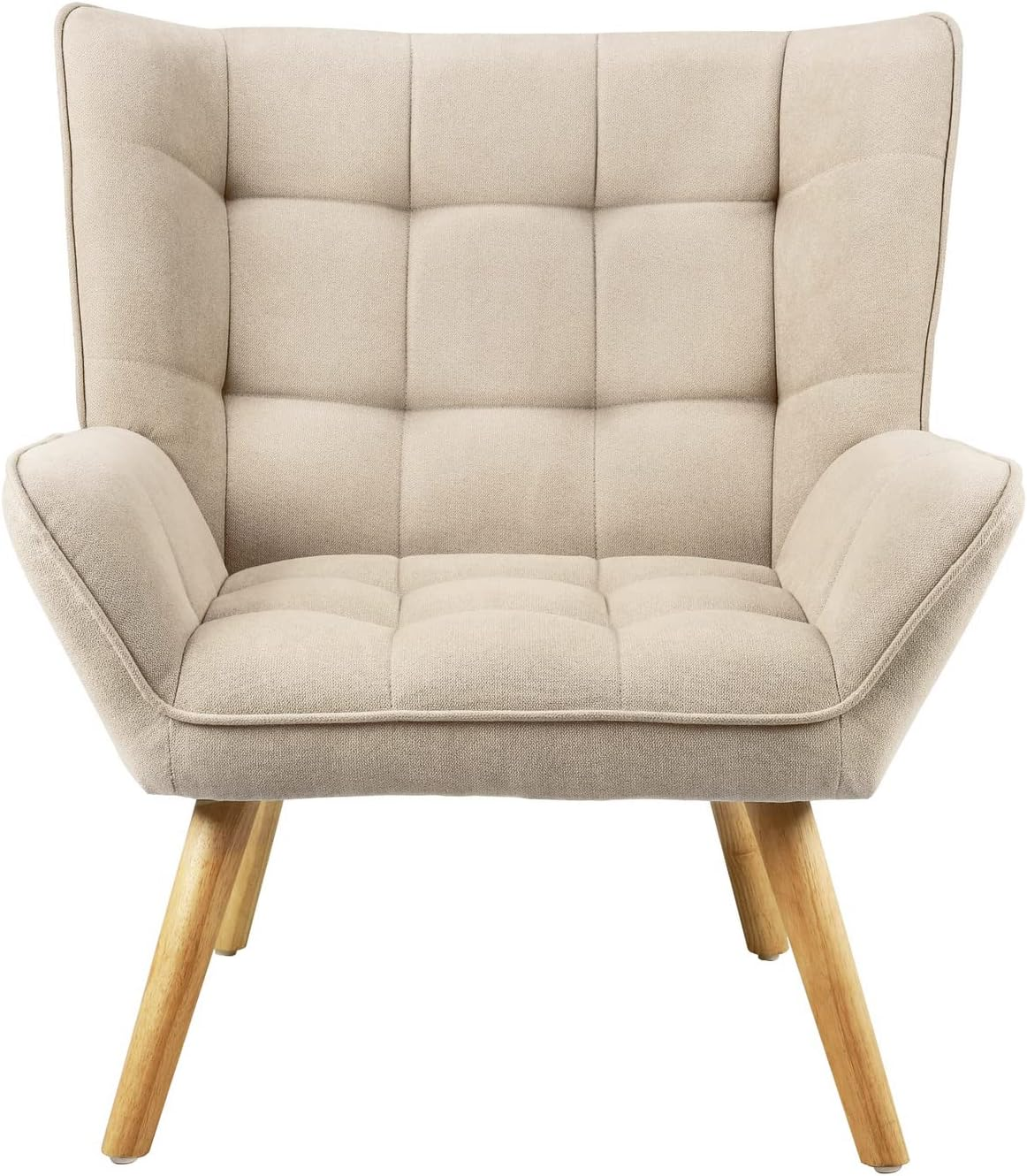 Oikiture Armchair with Fabric Metail Home Lounge Accent Chair Beige