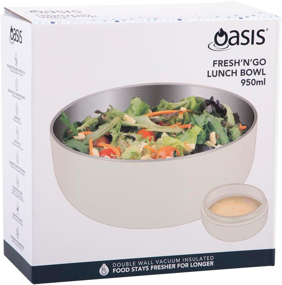 Oasis Stainless Steel Double Wall Insulated Fresh'N'Go Lunch Bowl 950Ml - Alabaster image number 3