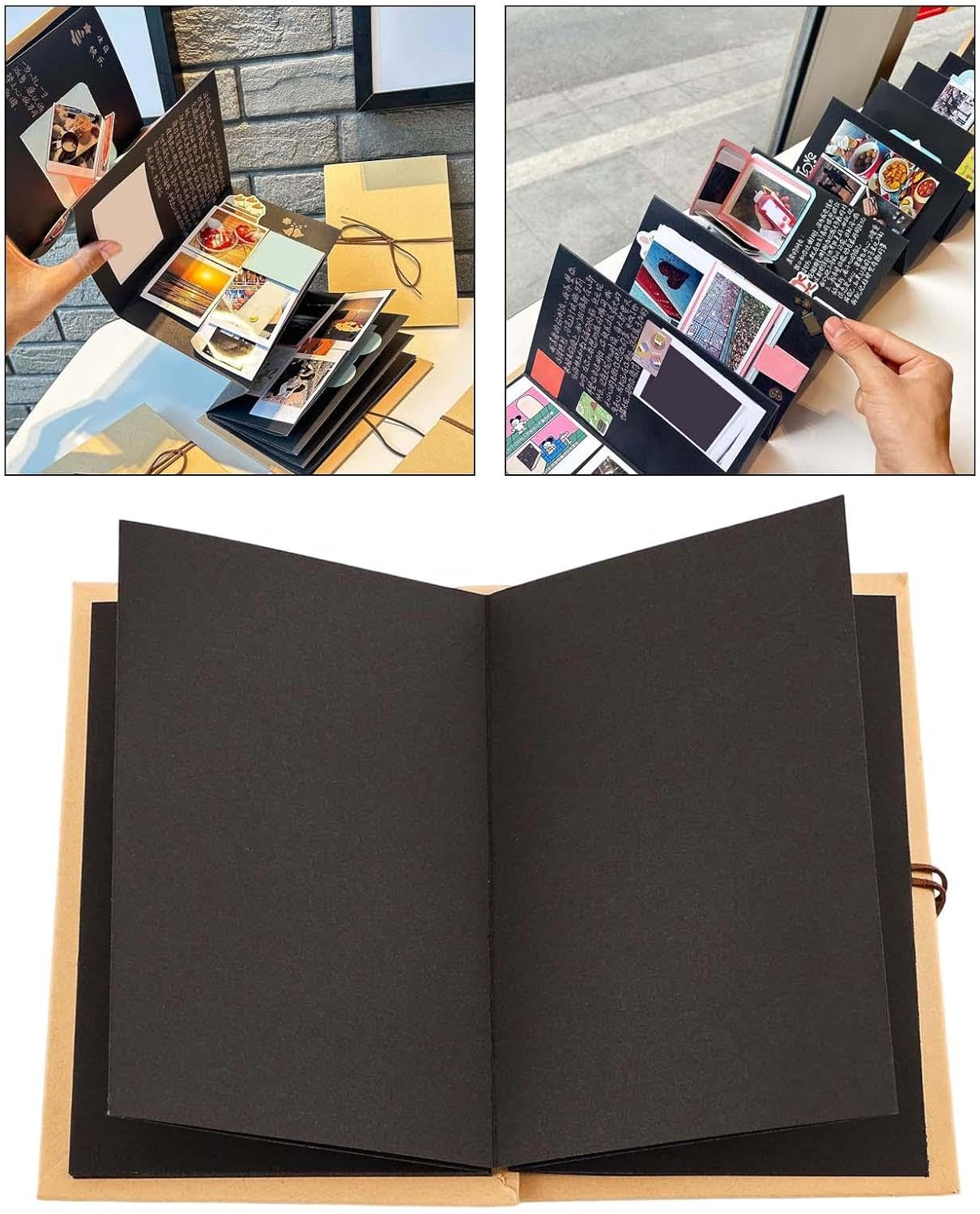 Black Scrapbook, Photo Album, Adventure Book, Wedding Memory Books, Growth Scrapbooks for Travel, Large image number 1