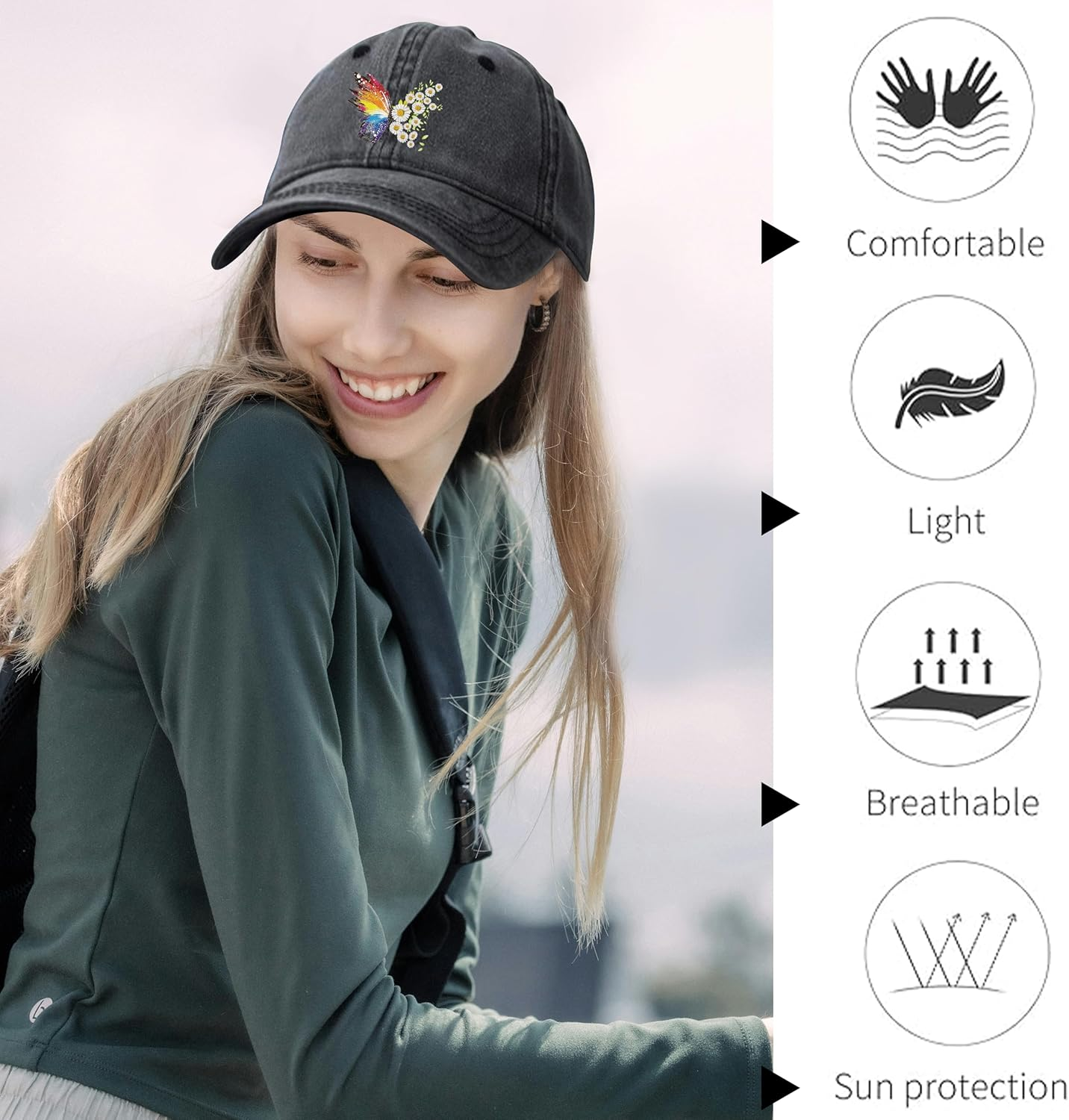 Negi Retro Baseball Cap Denim Hat for Women Female Washed Distressed Adjustable Dad Hats Unconstructed Cotton image number 1