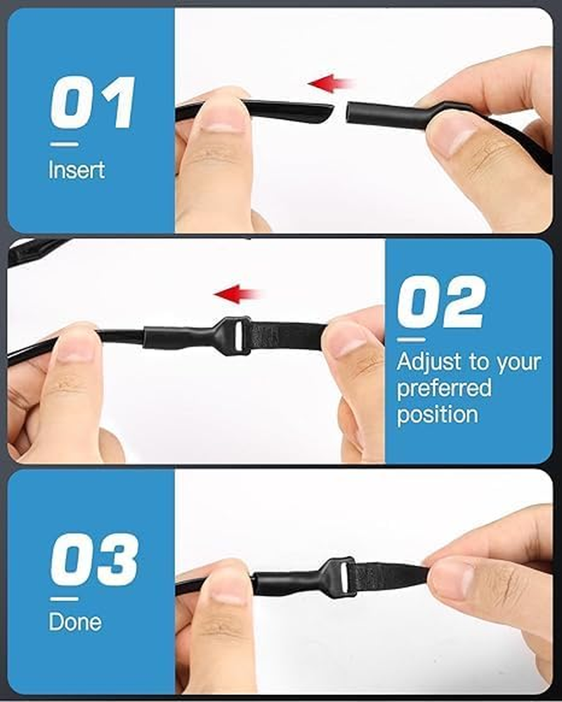 Glasses Strap Sunglasses Strap Glasses Chain Adjustable Eyeglasses Retainer Strap, Glasses Straps Holder Anti-Slip, Glasses String Cord Universal Eyewear Holder for Men Women 8 Pack image number 3