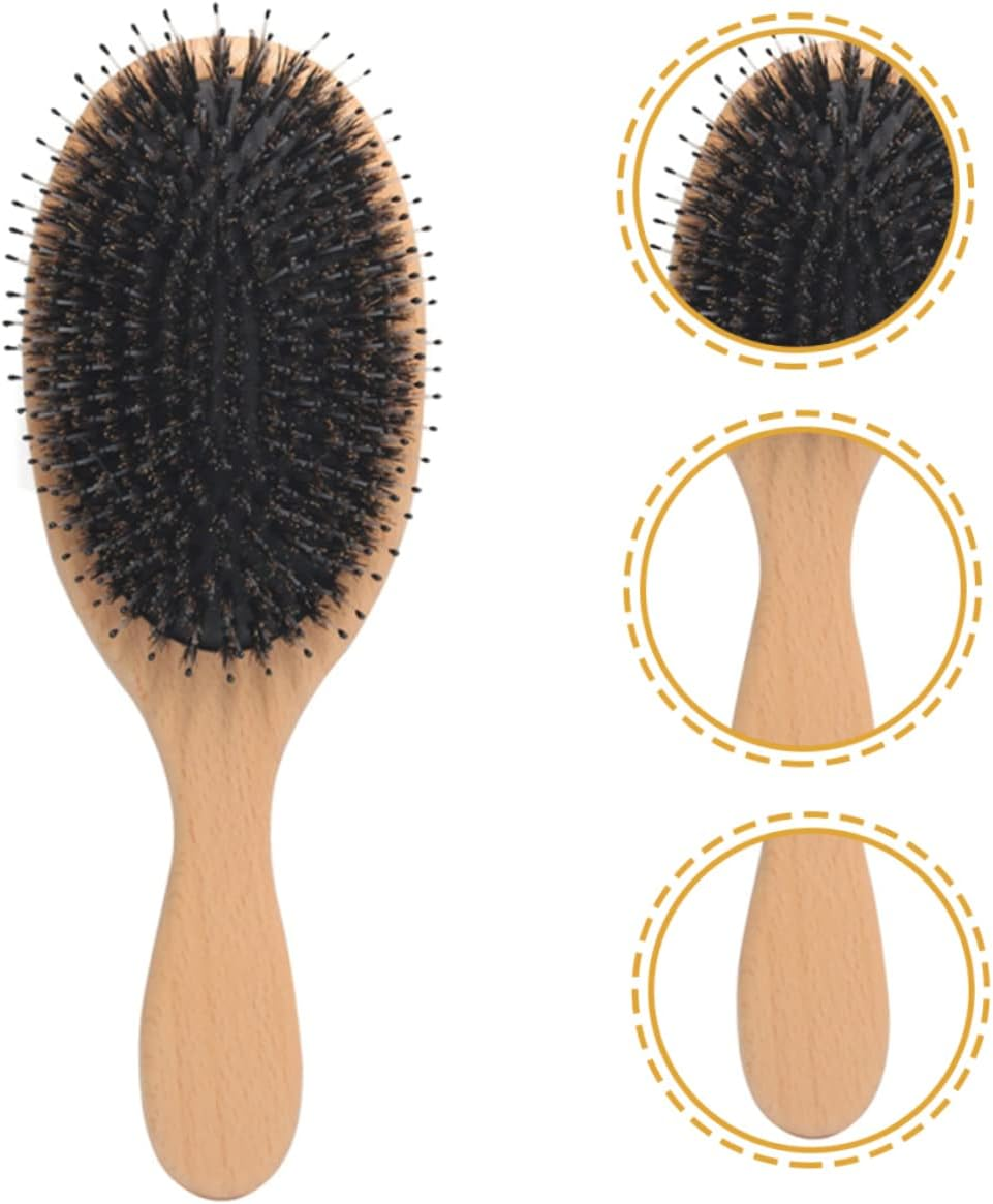 MOTHNUR Boar Bristle Hair Brush for Women Paddle Comb Detangling and Styling Brush for Thick Hair image number 2