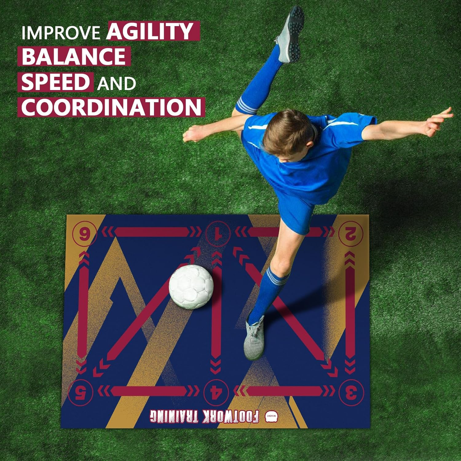 MIAOKE Soccer Training Mat, Football Footstep Training Mat for All Levels, Anti-Skid Soccer Footwork Training Mat,Equipment for All Ages to Improve Speed, Strength (Classic) image number 6