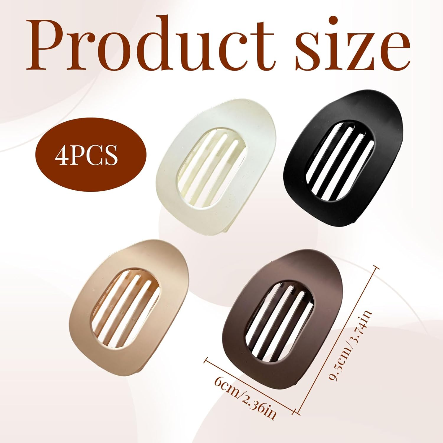 Flat Hair Clip, 4Pcs Flat Claw Clip, round Hair Claw Clips, Non-Slip Curved Design for All Types, Clips for Thin to Thick Hair, French Hold Barrettes for Women and Girls (Multicolor)