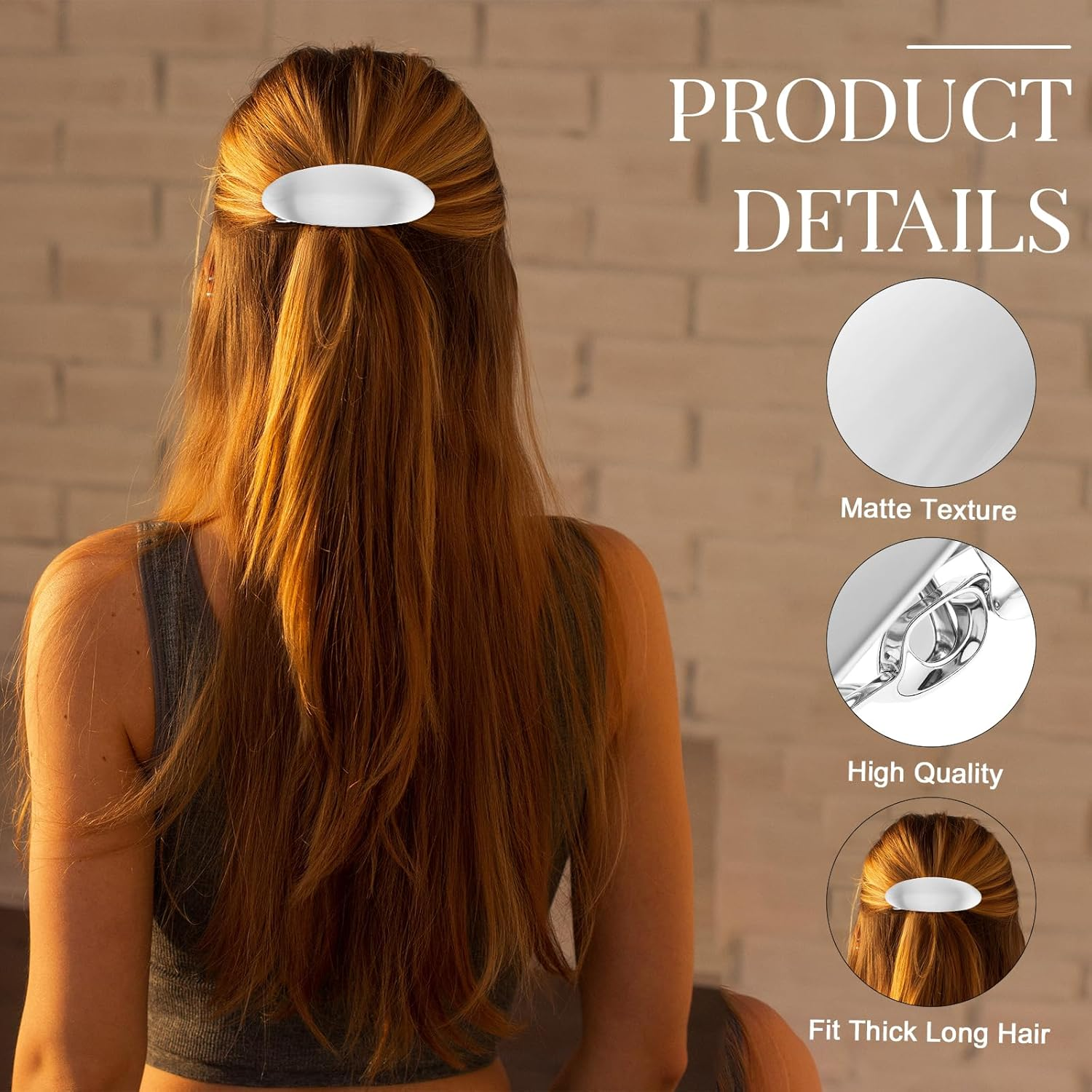 1 X Metal Hair Clip, Silver, Simple French Hair Clip, Oval Hair Clips, Small Flat for Women and Girls, Thin Hair, Thick Hair (3 Inches)