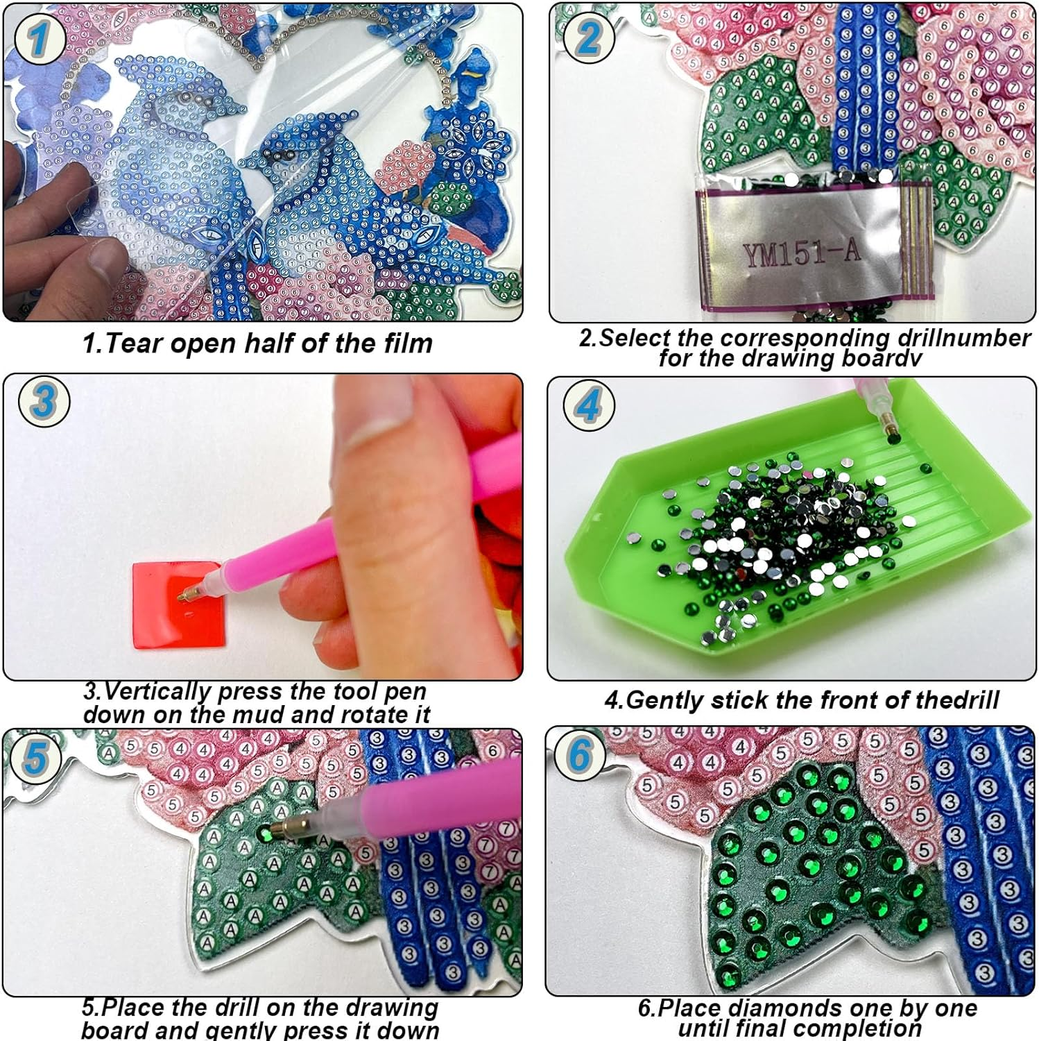 VNRGG Desktop Diamond Art Painting Set Bird, Diamond Art Kits for Adults Adult Diamond Art Set DIY Special Diamond Desktop Placement Decoration Boxed Packag (Blue) - Multicolor image number 3