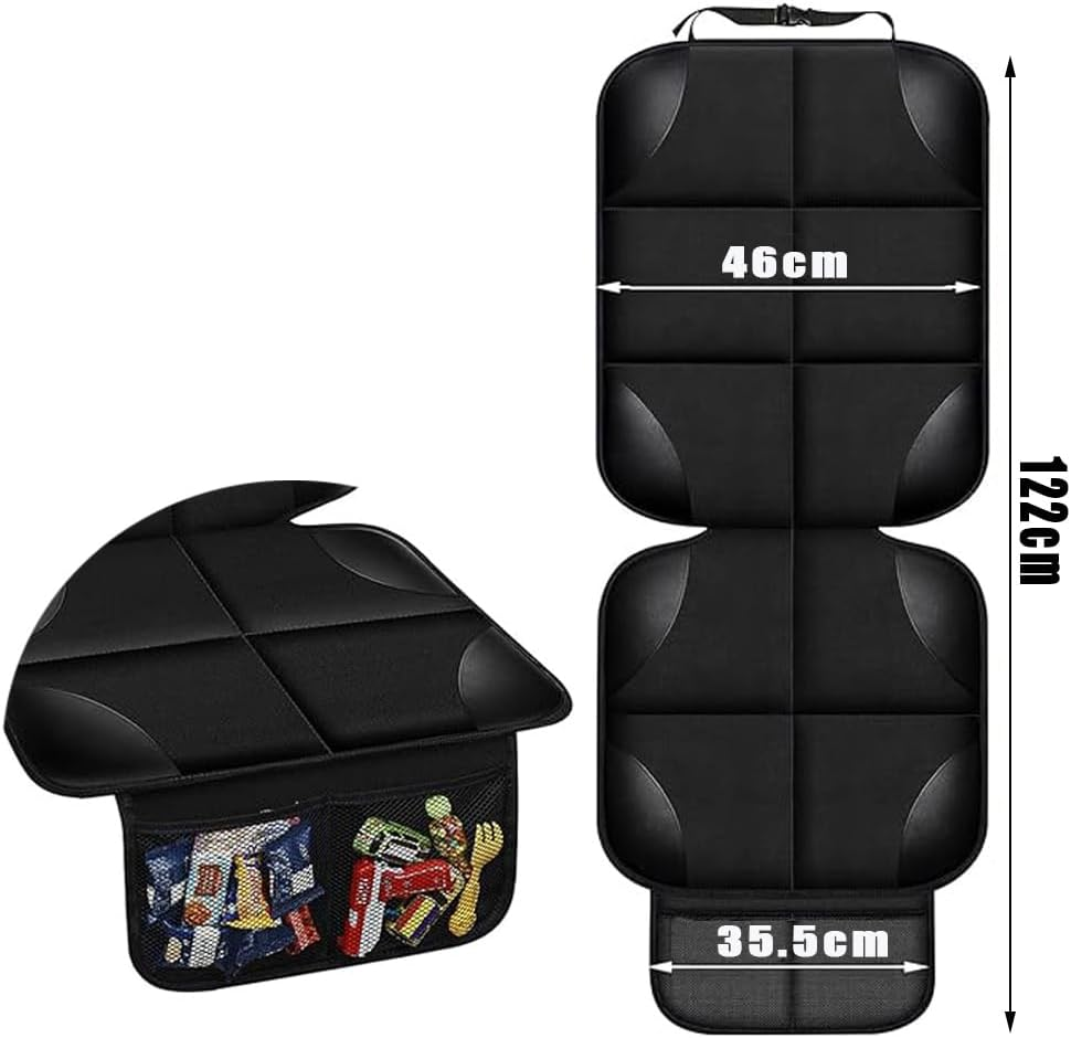 Car Seat Protector for Child Car Seats, Thick Padding Seat Protector under Baby Car Seat, Waterproof Non-Slip Seat Cover for Child and Pet, Anti-Wear Safety Seat Protectors with Pockets