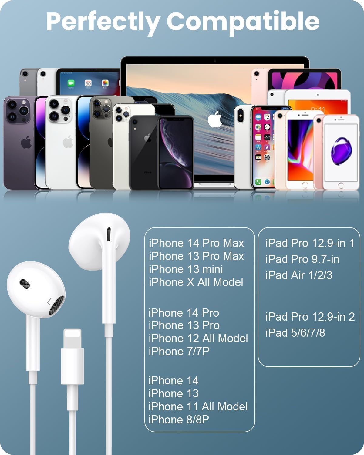 Pack of 2 Mfi-Certified In-Ear Headphones for Iphone, Hifi Stereo Sound, Wired Earphones, Built-In Microphone and Volume Control, Compatible with Iphone 14/Pro Max/Pro/13/12/11/Se/Xs/Xr/8/7/Plus image number 1