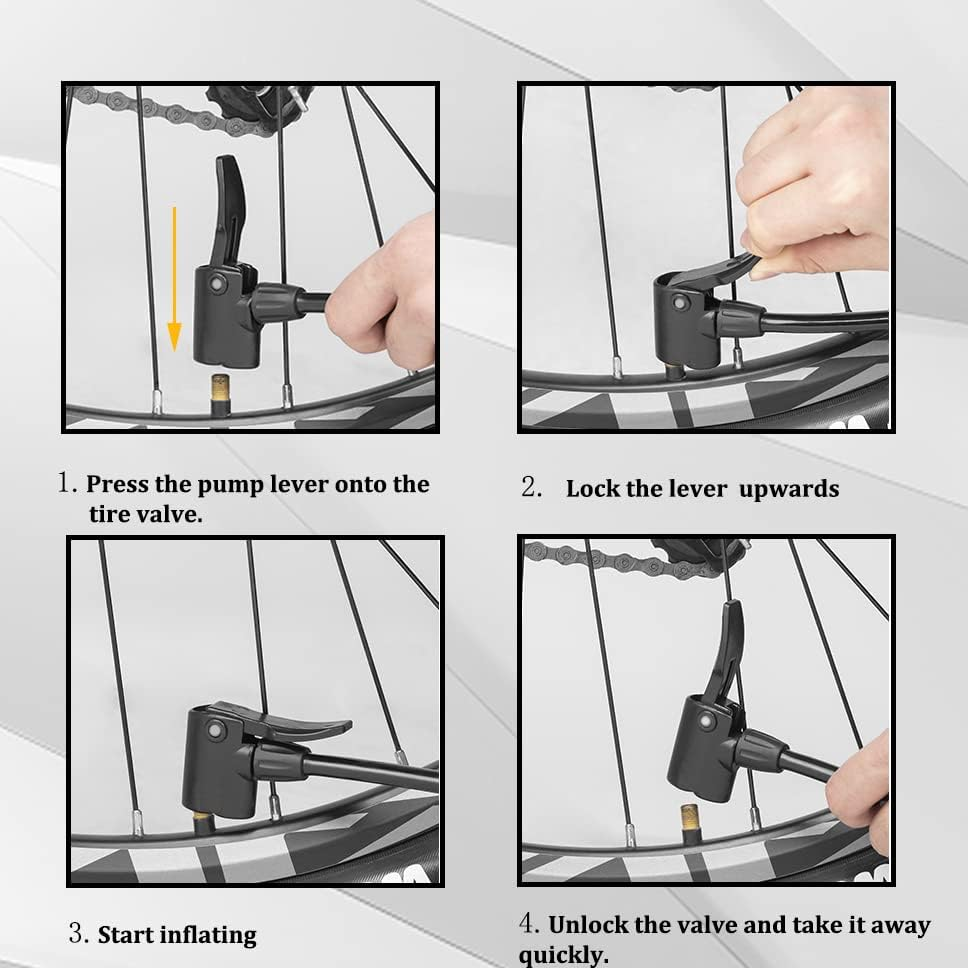 MOHEGIA Bicycle Pump, Air Pump 160 PSI High Pressure Floor Pump with Pressure Gauge, Hand Pump for All Valves - Presta, Schrader, Dunlop, Car, French Valve, for Bike, Tyre, Ball - Blue image number 6